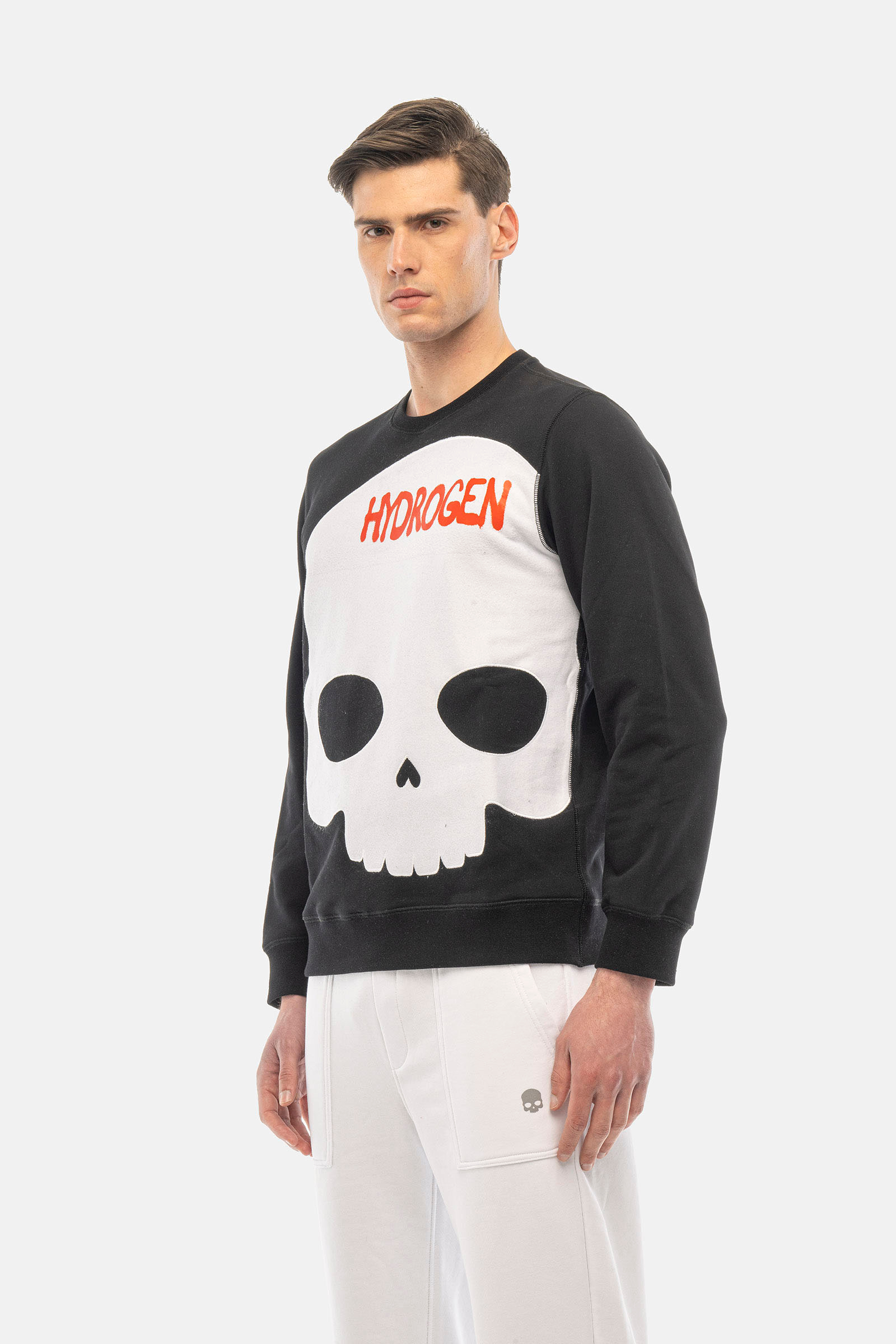 BIG SKULL CREWNECK SWEATSHIRT - BLACK - Hydrogen - Luxury Sportwear