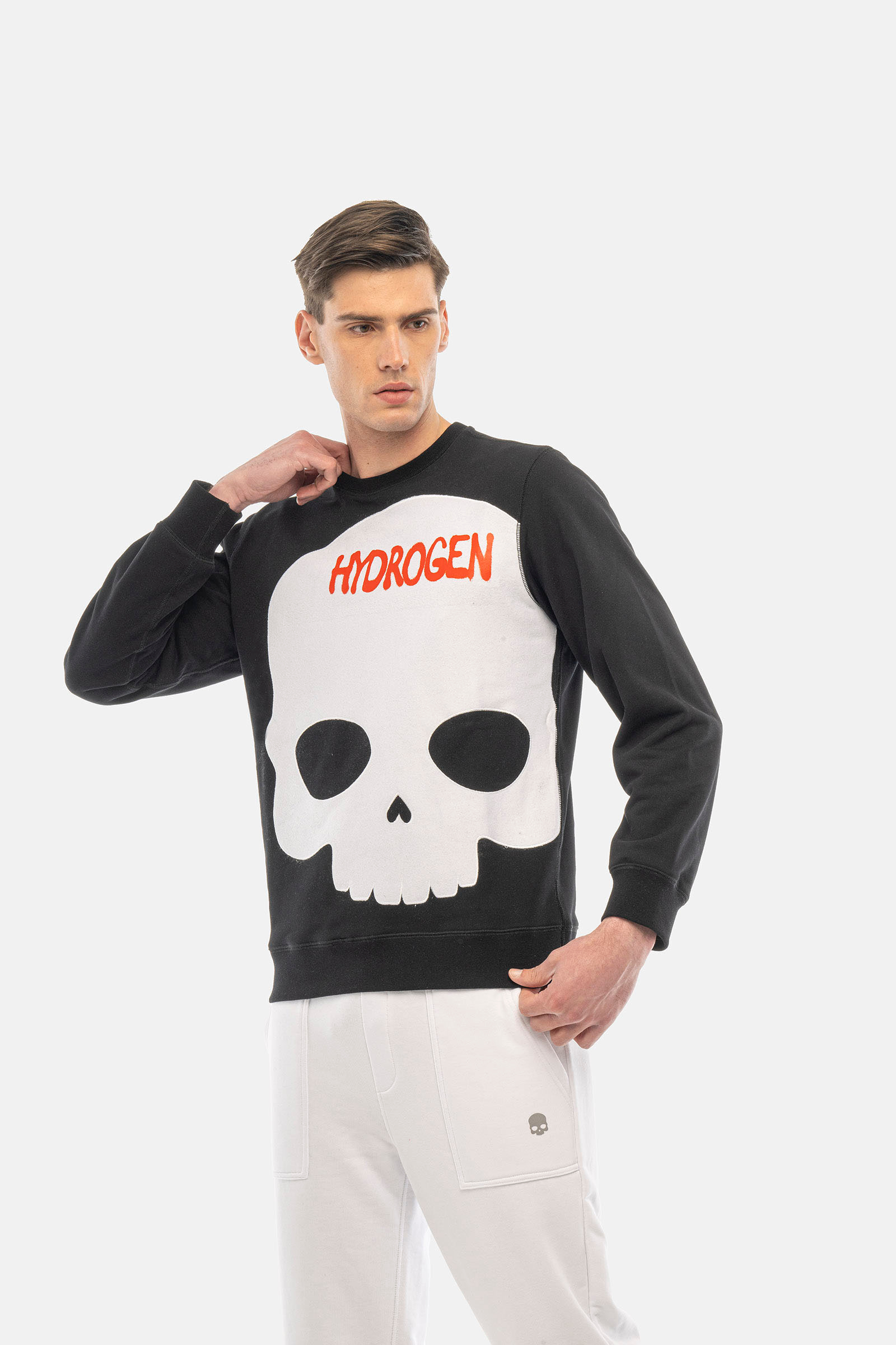 BIG SKULL CREWNECK SWEATSHIRT - BLACK - Hydrogen - Luxury Sportwear