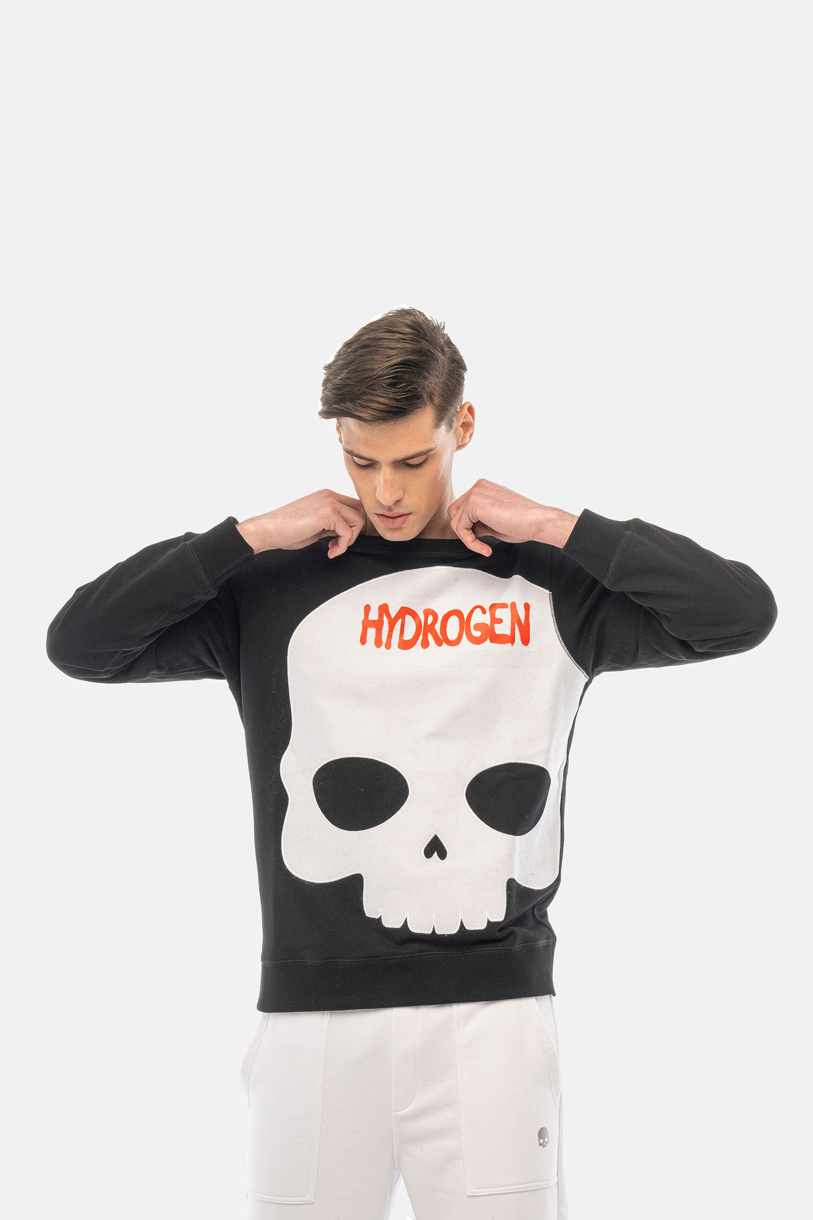 BIG SKULL CREWNECK SWEATSHIRT - BLACK - Hydrogen - Luxury Sportwear