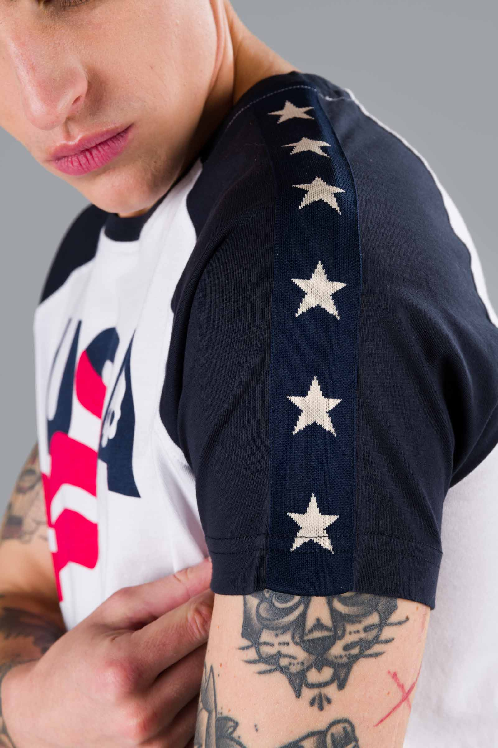 USA COTTON TEE - BLUE,WHITE - Hydrogen - Luxury Sportwear