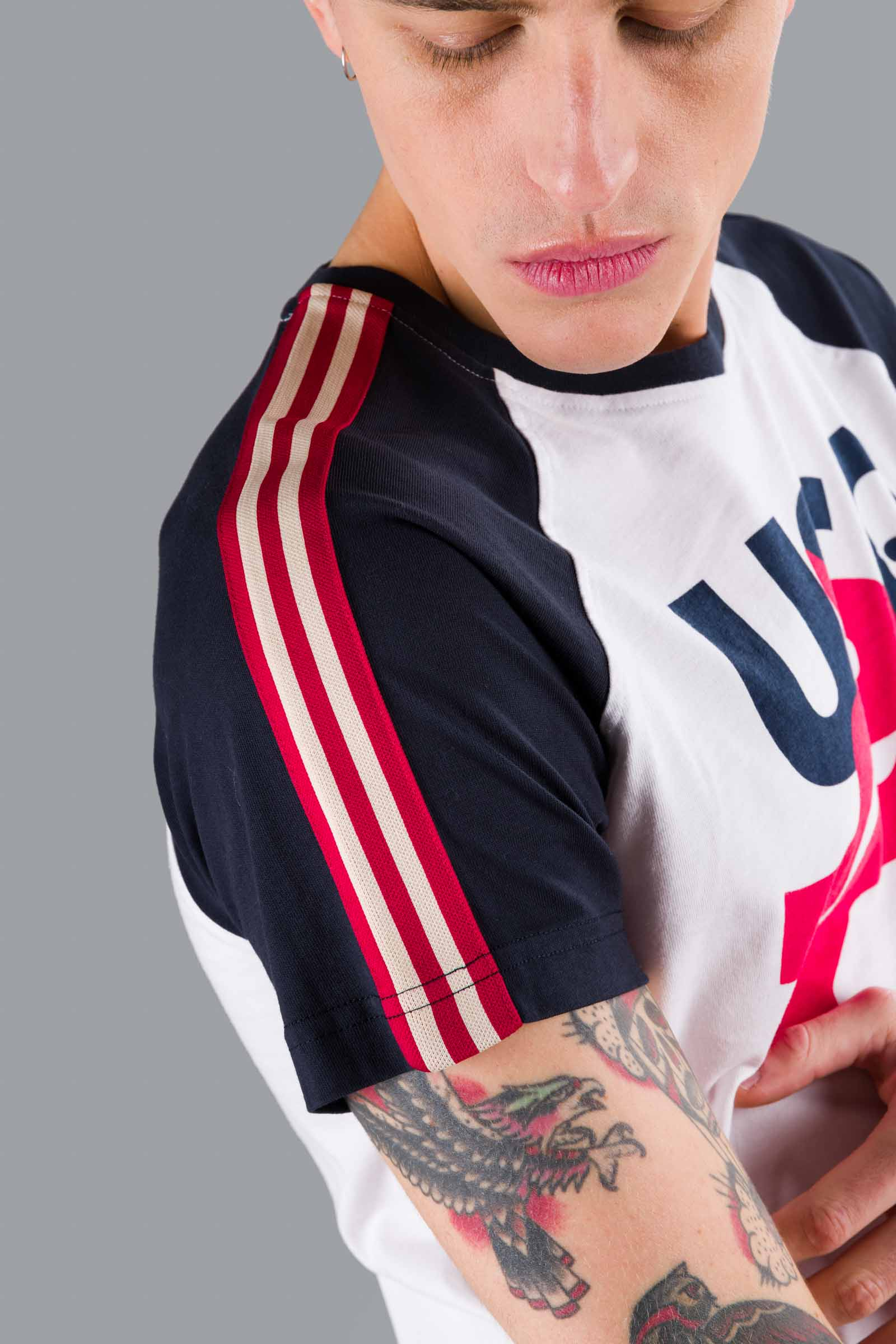 USA COTTON TEE - BLUE,WHITE - Hydrogen - Luxury Sportwear