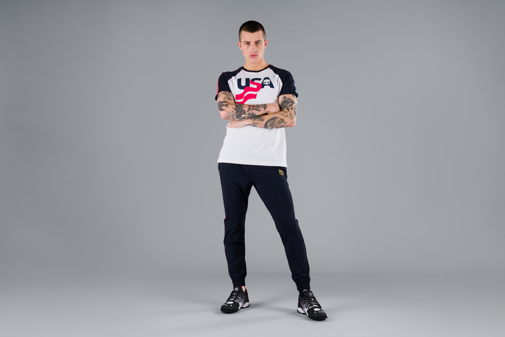 USA COTTON TEE - BLUE,WHITE - Hydrogen - Luxury Sportwear
