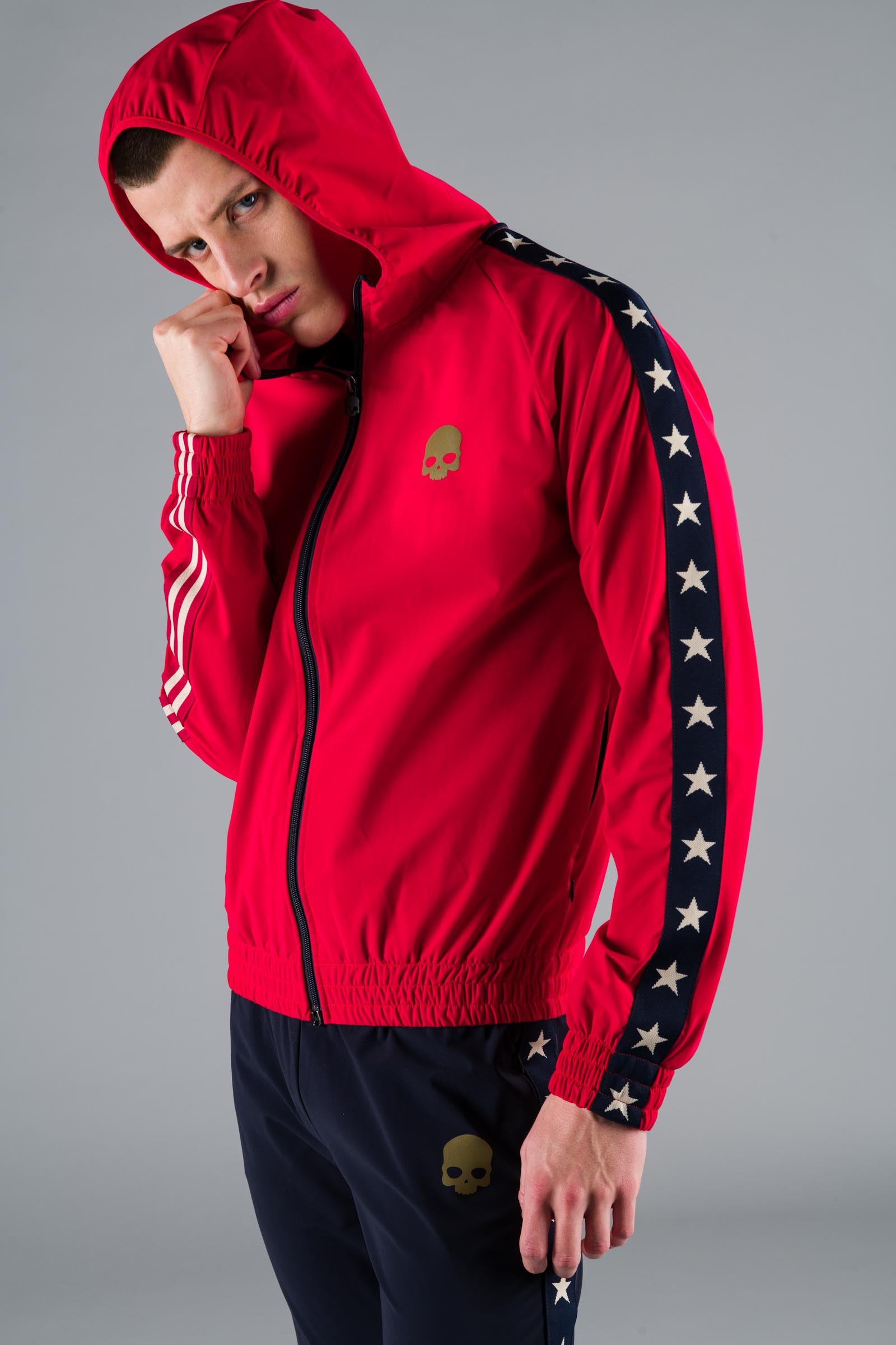 STAR FZ HOODIE - RED - Hydrogen - Luxury Sportwear