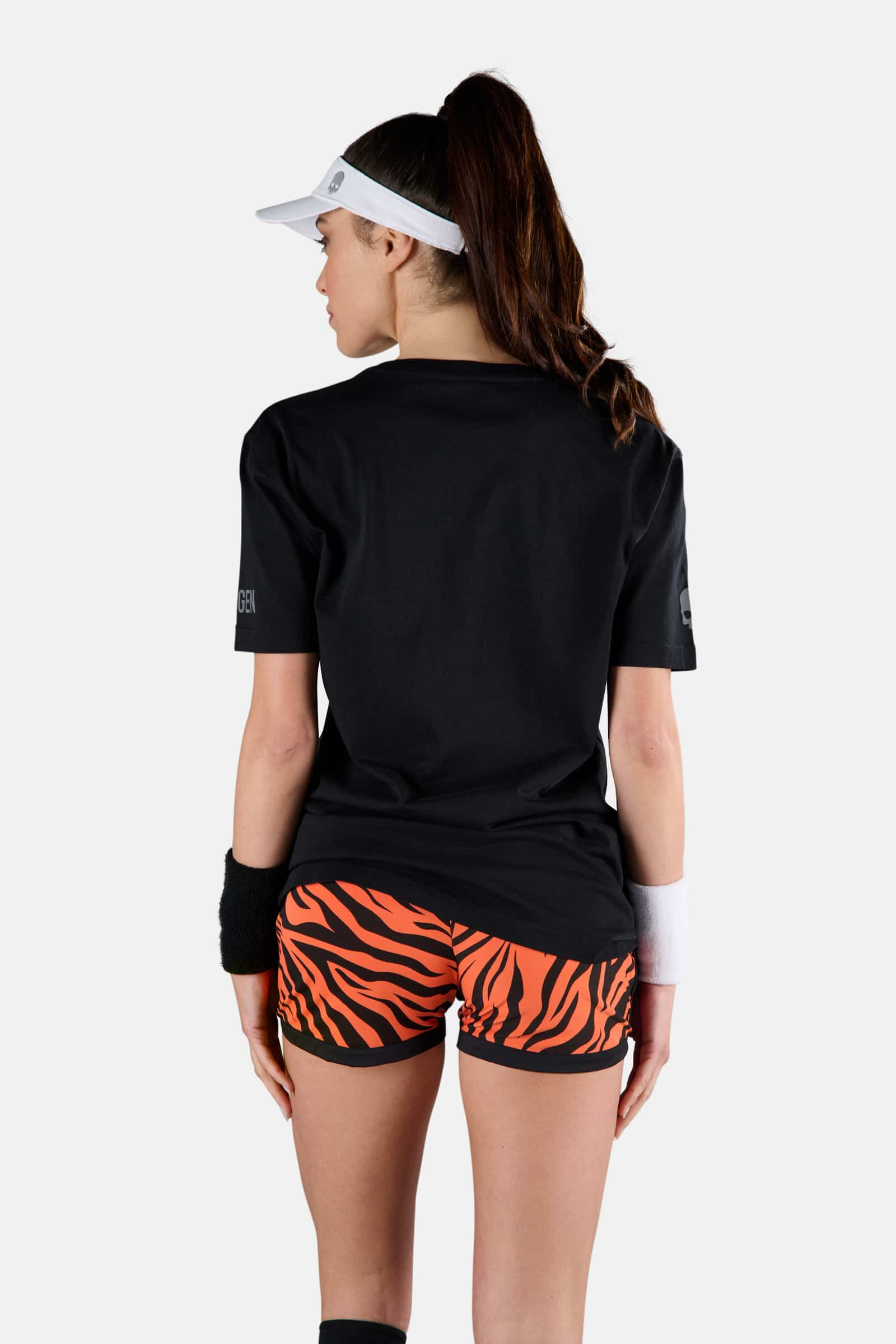 TENNIS COURT COTTON TEE - BLACK,ORANGE TIGER - Hydrogen - Luxury Sportwear