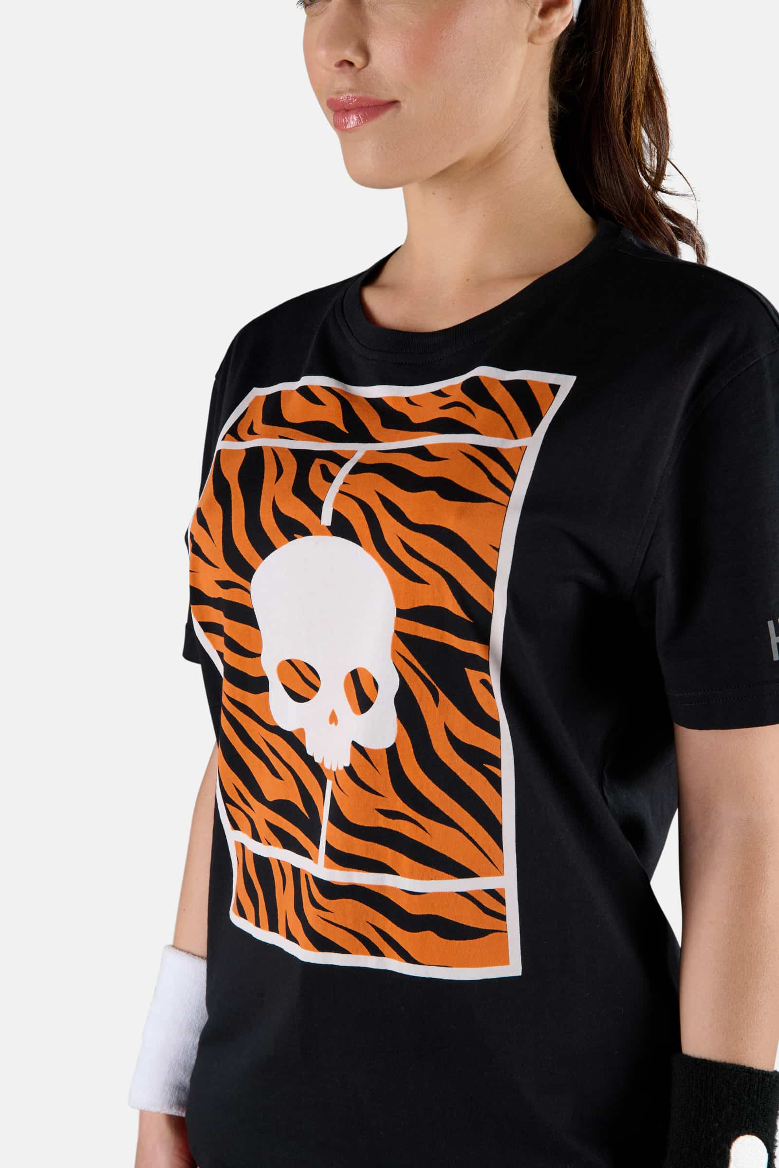 TENNIS COURT COTTON TEE - BLACK,ORANGE TIGER - Hydrogen - Luxury Sportwear