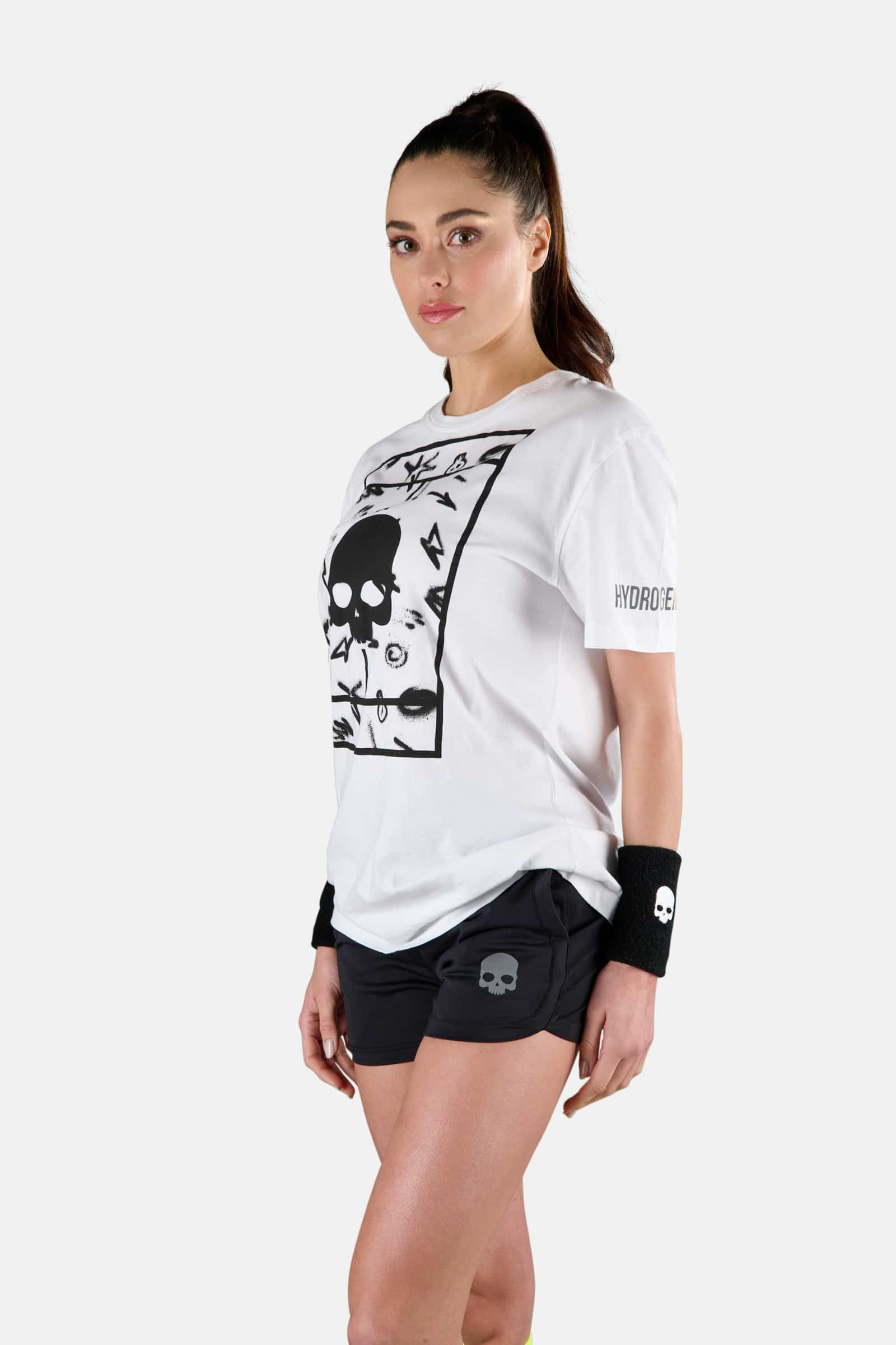 TENNIS COURT COTTON TEE - WHITE,SPRAY ART - Hydrogen - Luxury Sportwear