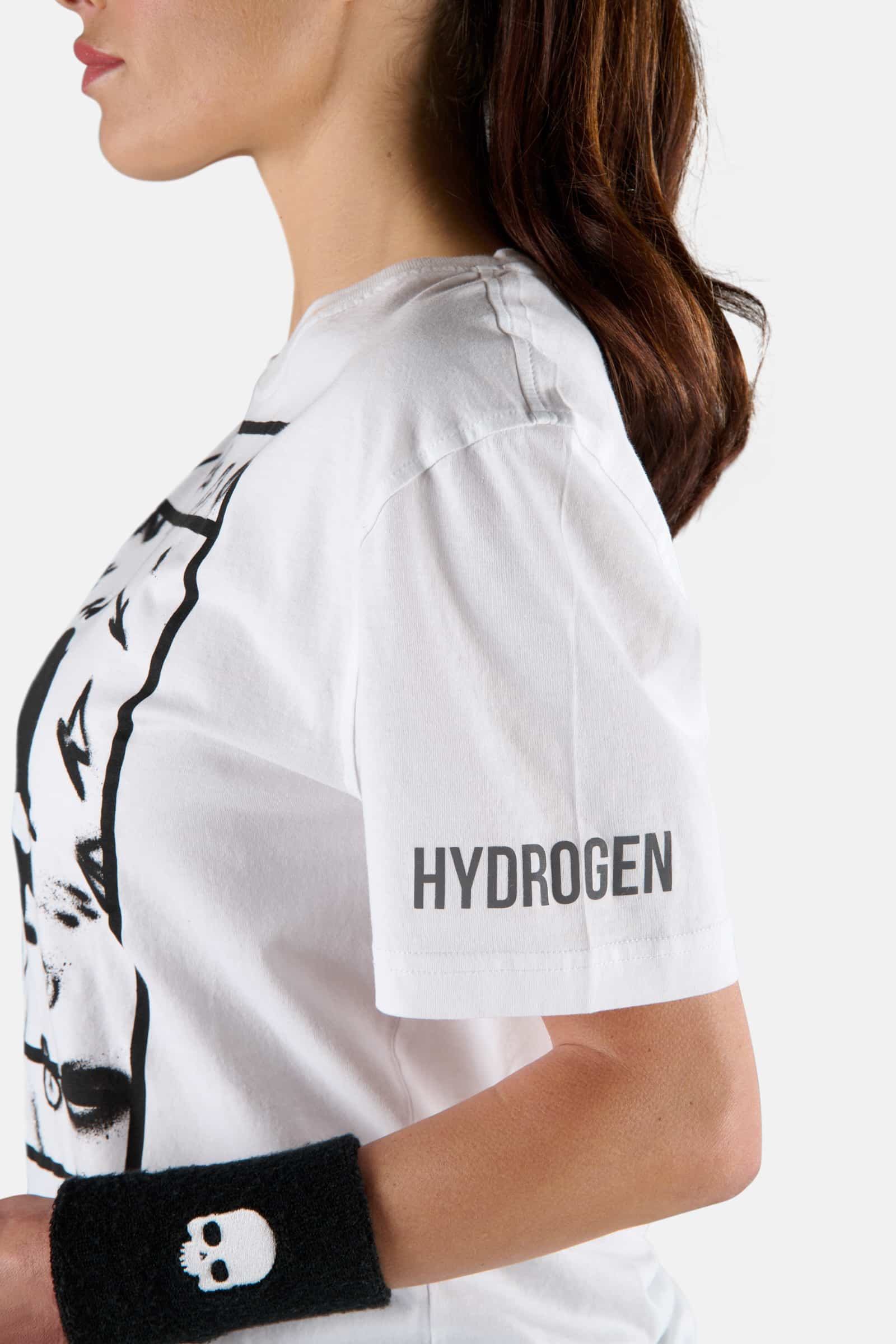 TENNIS COURT COTTON TEE - WHITE,SPRAY ART - Hydrogen - Luxury Sportwear