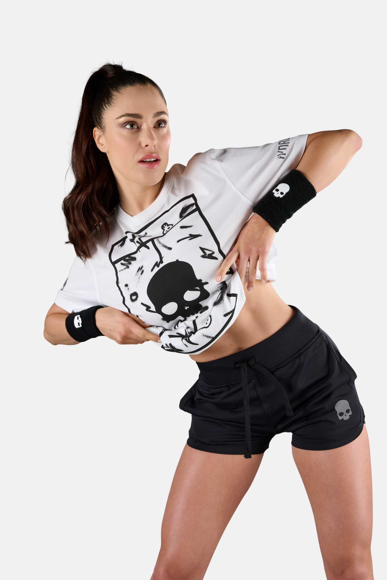 TENNIS COURT COTTON TEE - WHITE,SPRAY ART - Hydrogen - Luxury Sportwear