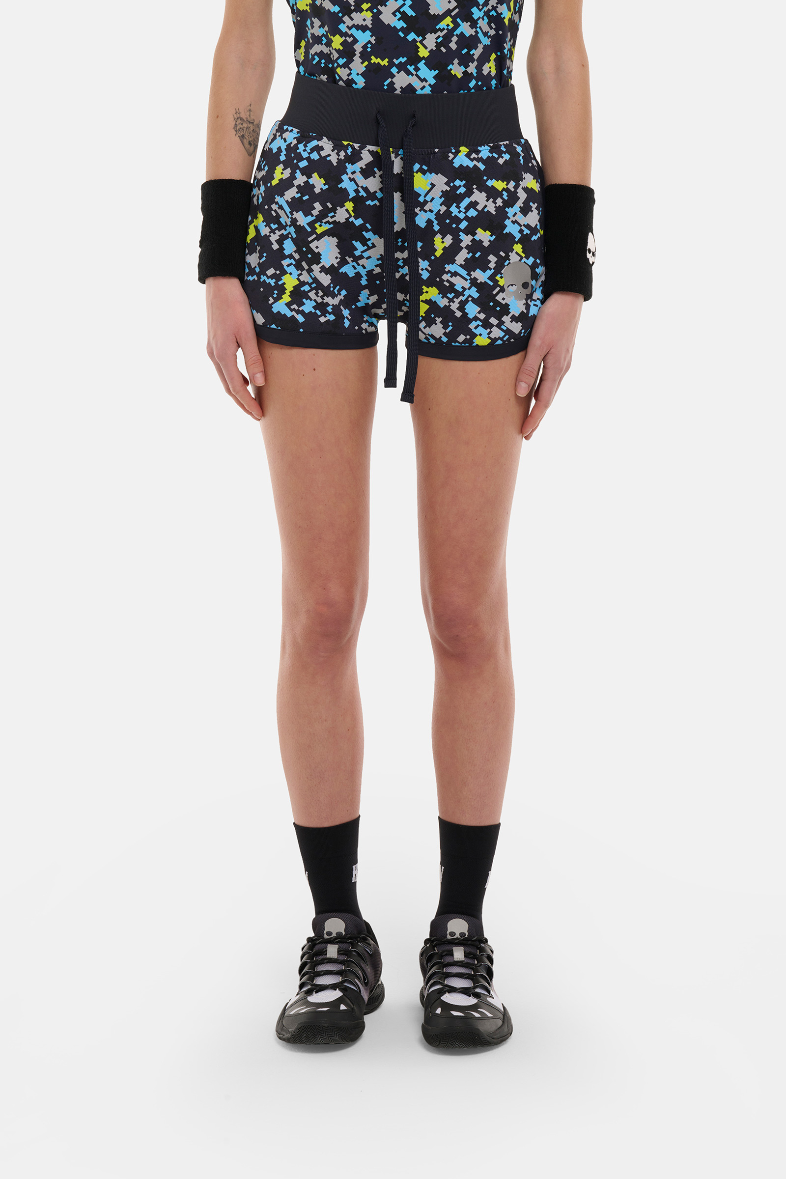 CAMO PIXEL TECH SHORTS - BLUE,YELLOW - Hydrogen - Luxury Sportwear