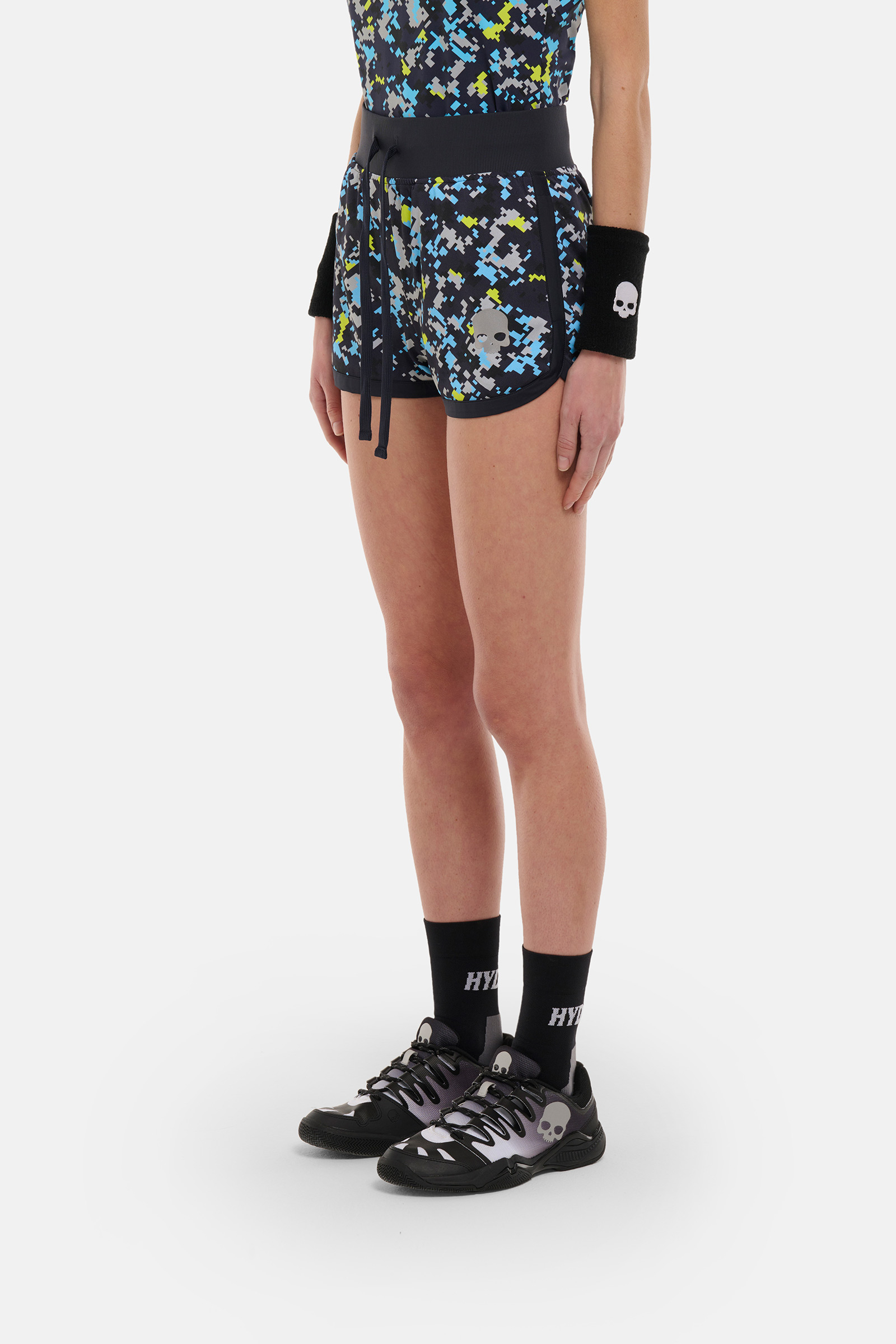 CAMO PIXEL TECH SHORTS - BLUE,YELLOW - Hydrogen - Luxury Sportwear
