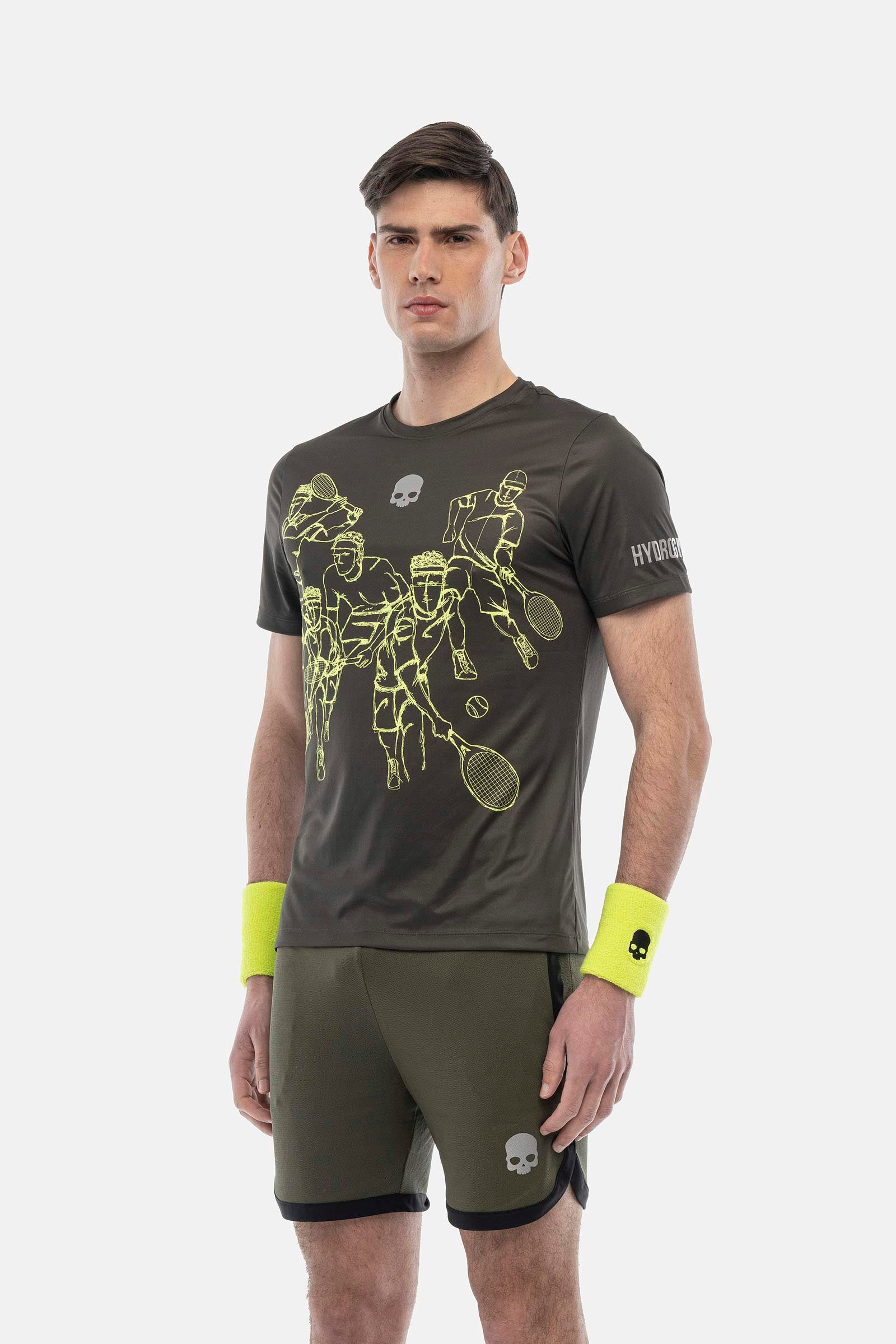 SKETCH TECH T-SHIRT - MILITARY GREEN,YELLOW FLUO - Hydrogen - Luxury Sportwear