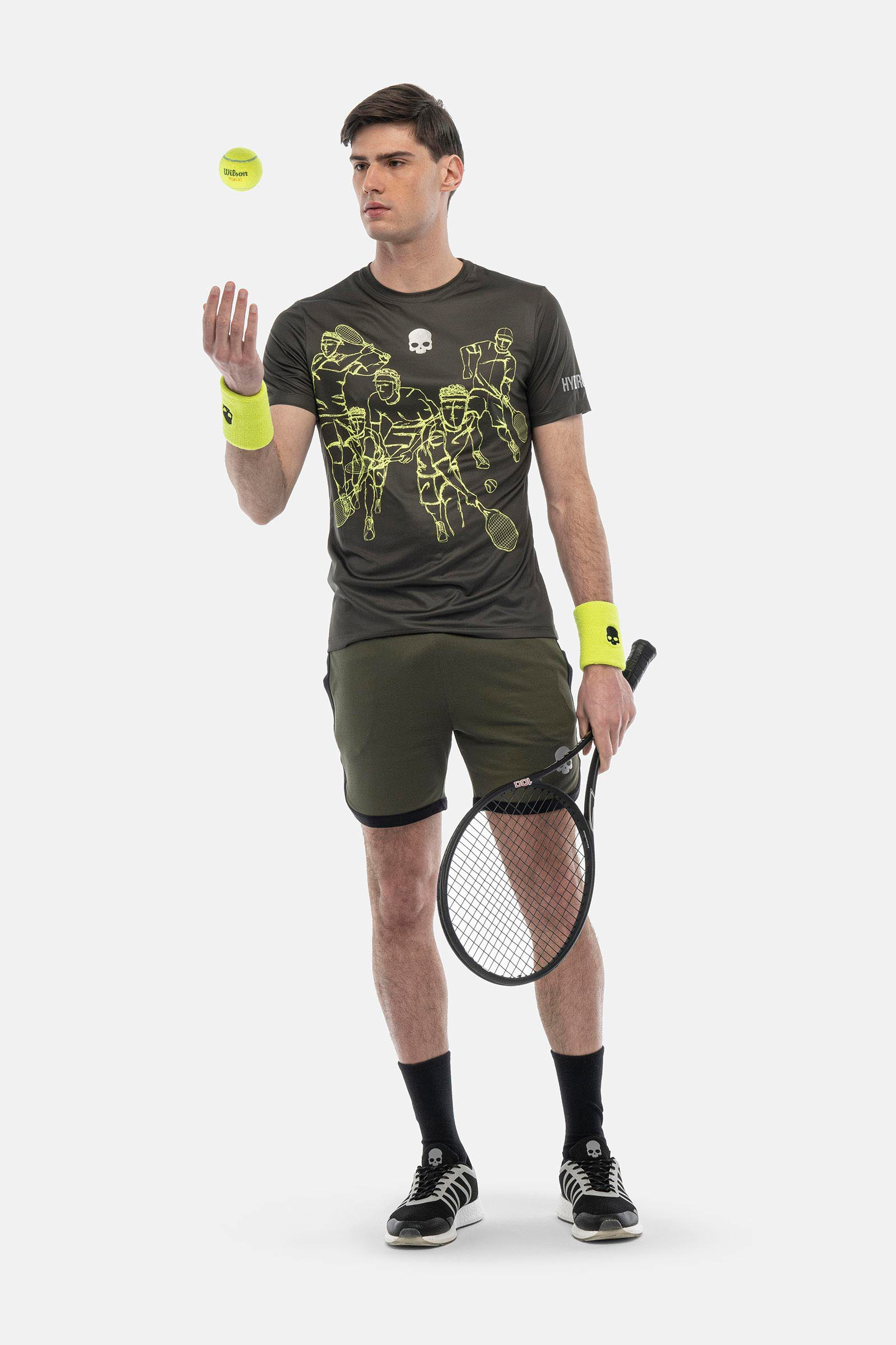 SKETCH TECH T-SHIRT - MILITARY GREEN,YELLOW FLUO - Hydrogen - Luxury Sportwear