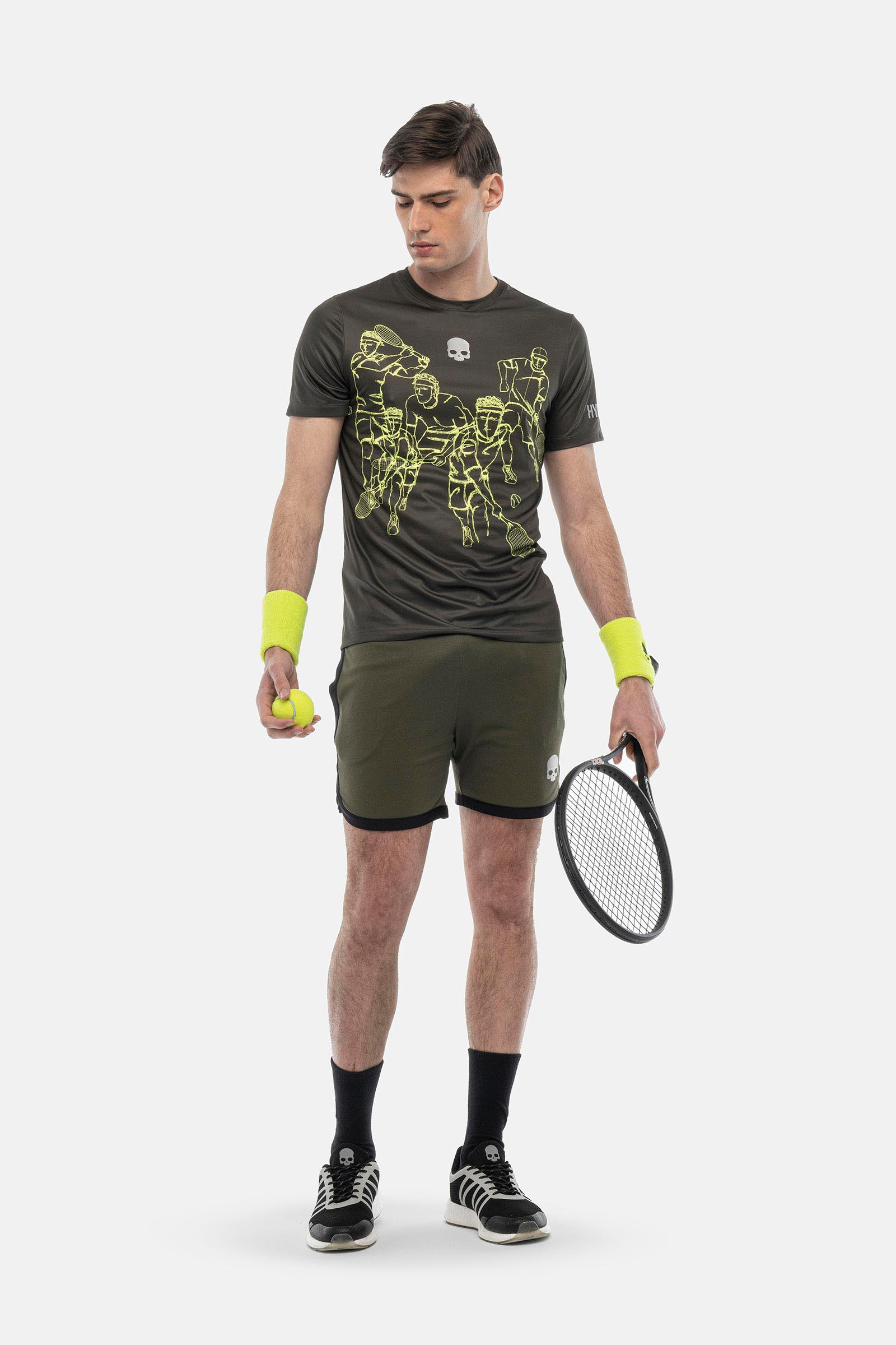 SKETCH TECH T-SHIRT - MILITARY GREEN,YELLOW FLUO - Hydrogen - Luxury Sportwear
