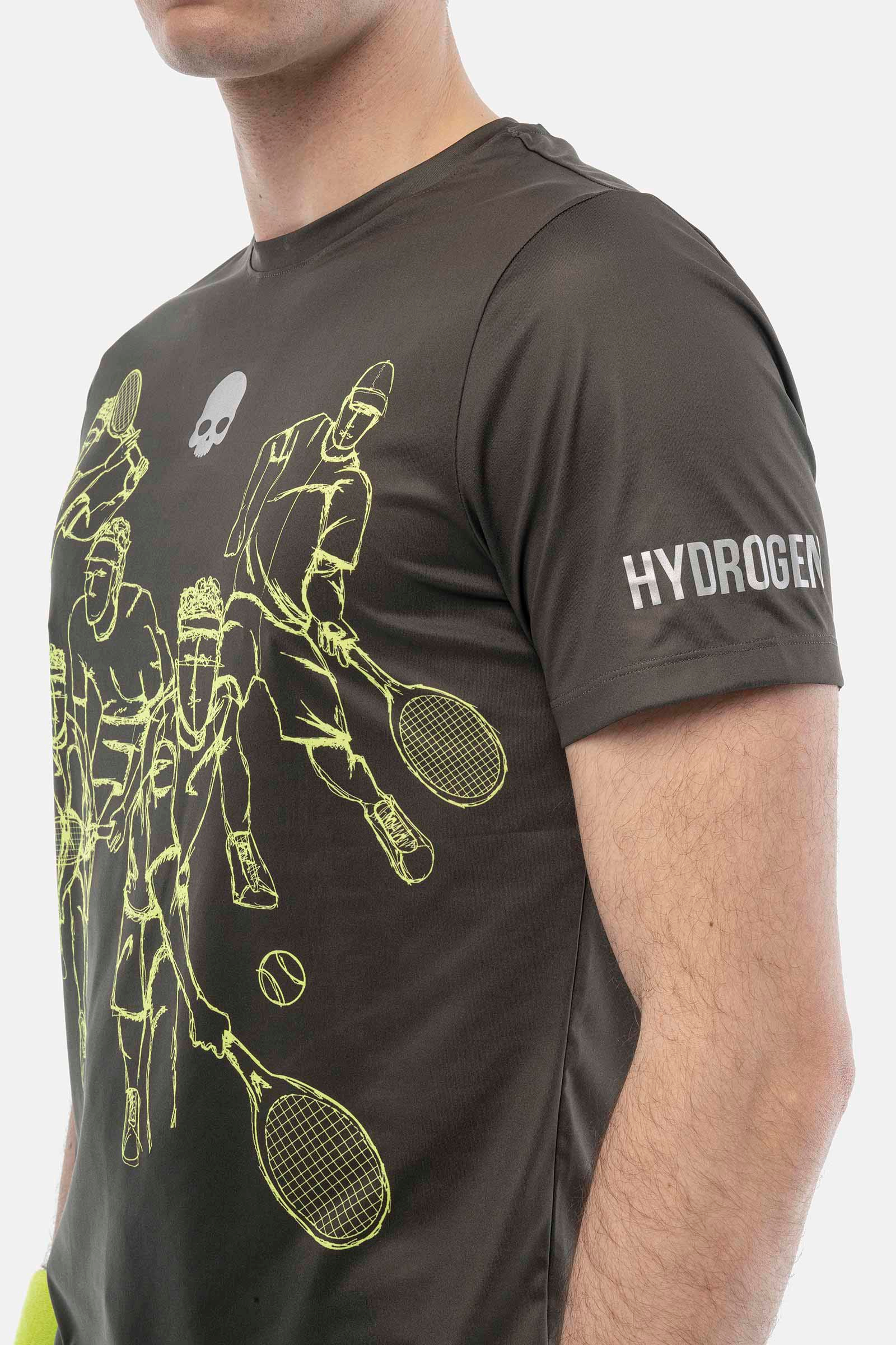 SKETCH TECH T-SHIRT - MILITARY GREEN,YELLOW FLUO - Hydrogen - Luxury Sportwear