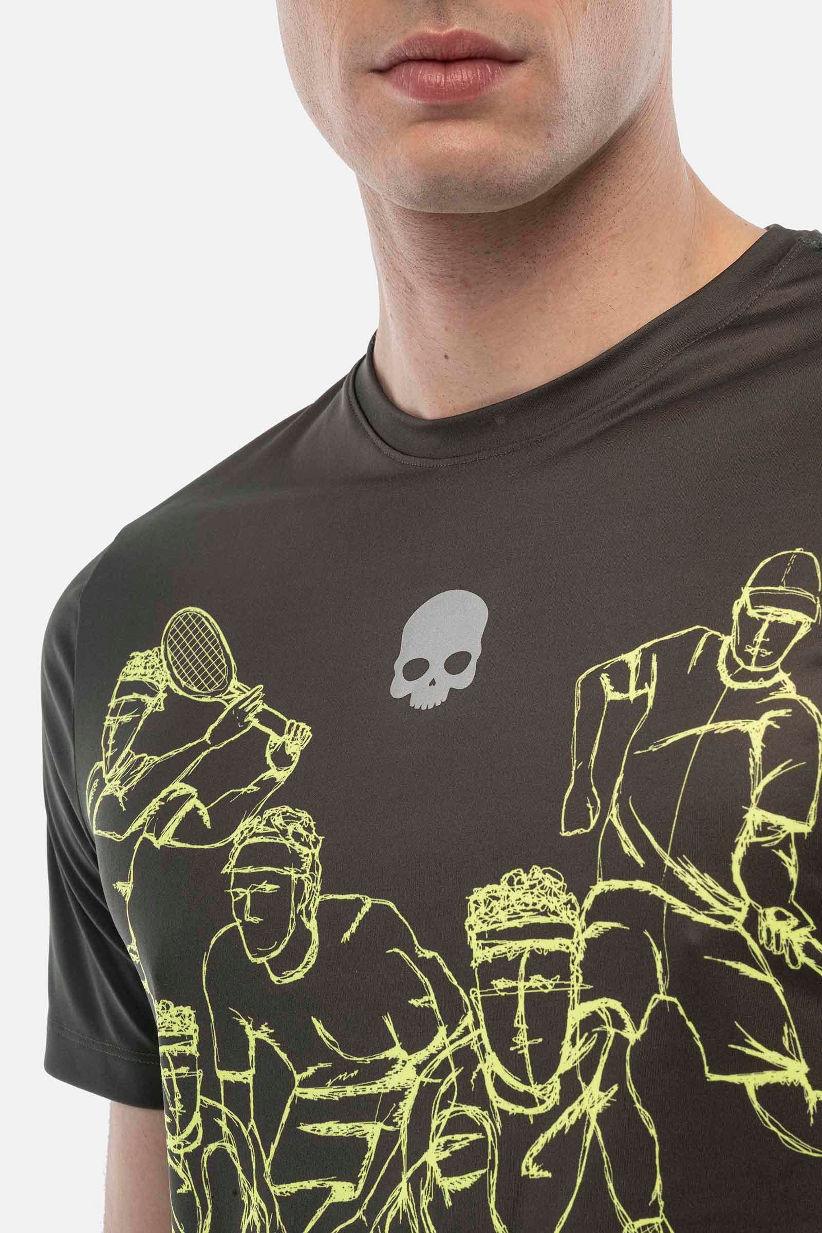 SKETCH TECH T-SHIRT - MILITARY GREEN,YELLOW FLUO - Hydrogen - Luxury Sportwear