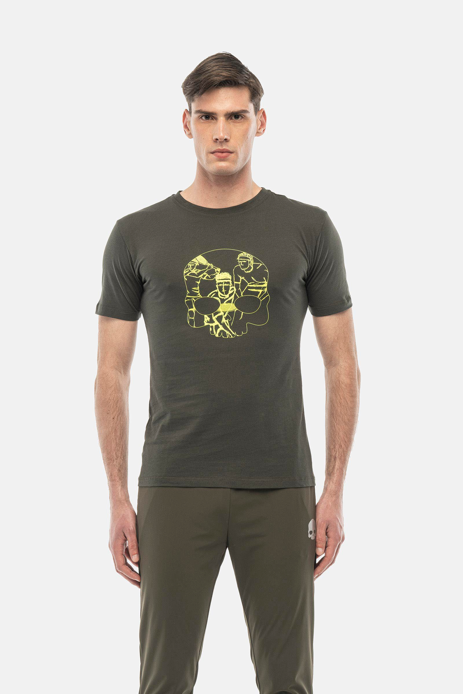 SKETCH T-SHIRT - MILITARY GREEN,YELLOW FLUO - Hydrogen - Luxury Sportwear
