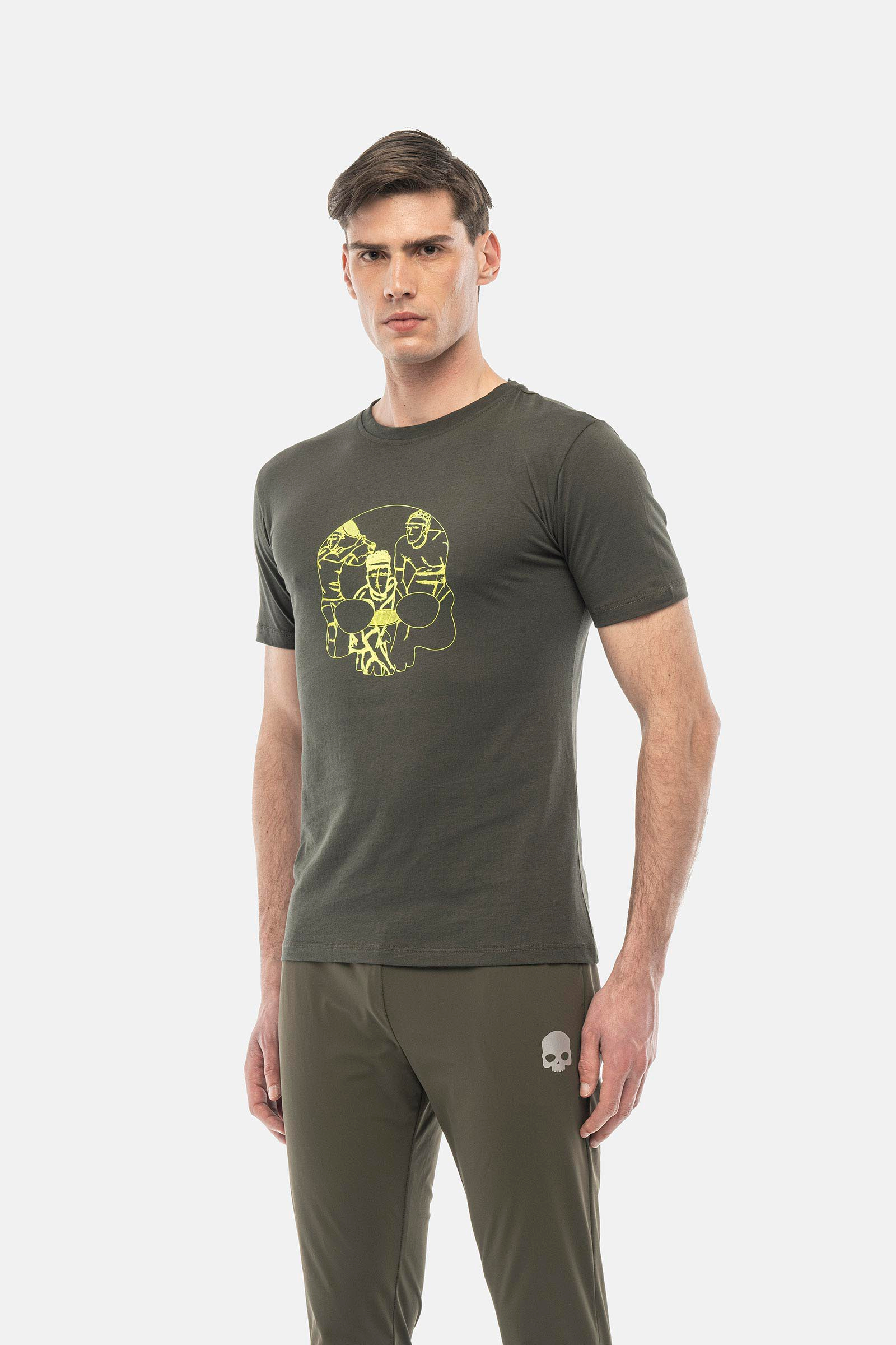 SKETCH T-SHIRT - MILITARY GREEN,YELLOW FLUO - Hydrogen - Luxury Sportwear