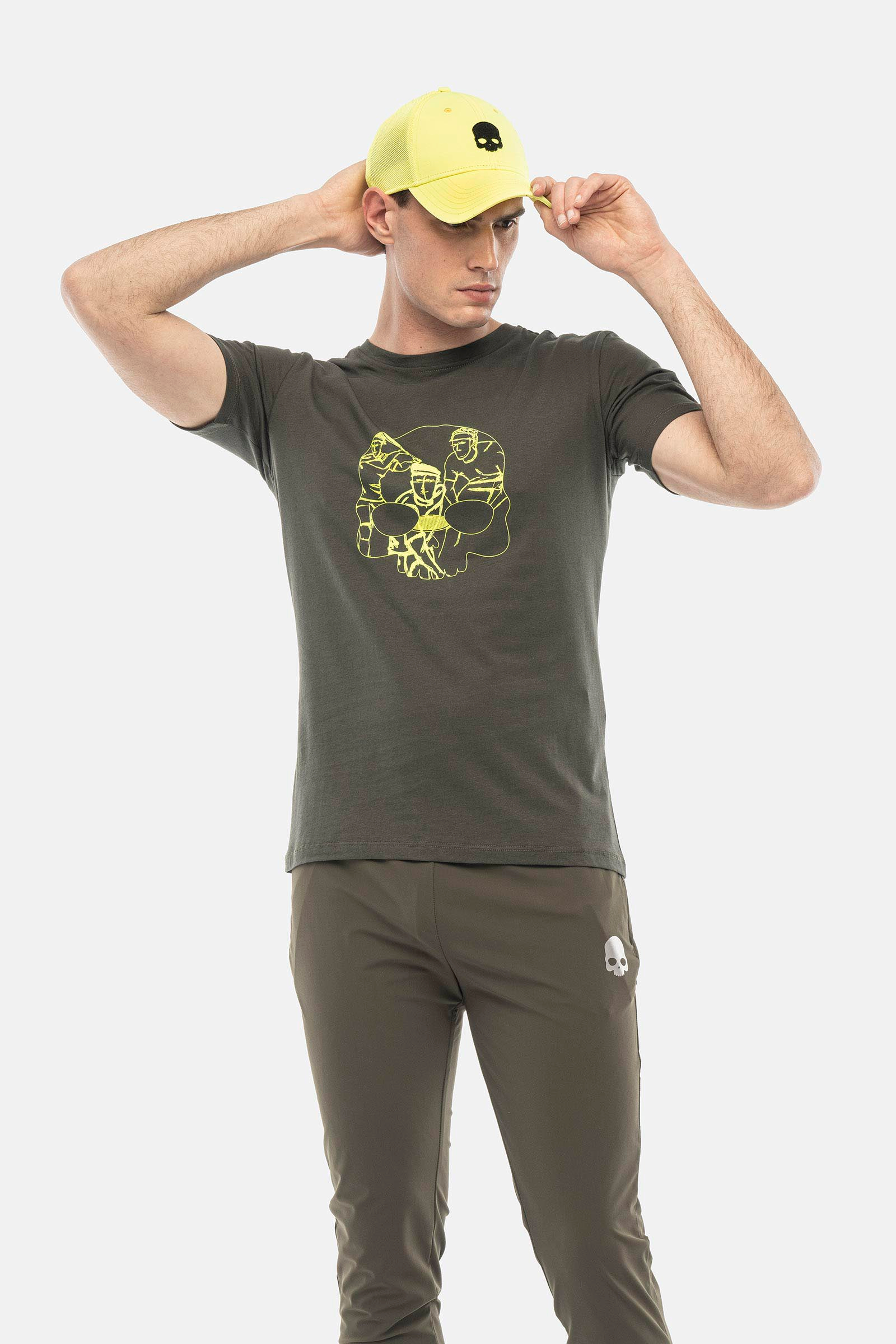 SKETCH T-SHIRT - MILITARY GREEN,YELLOW FLUO - Hydrogen - Luxury Sportwear
