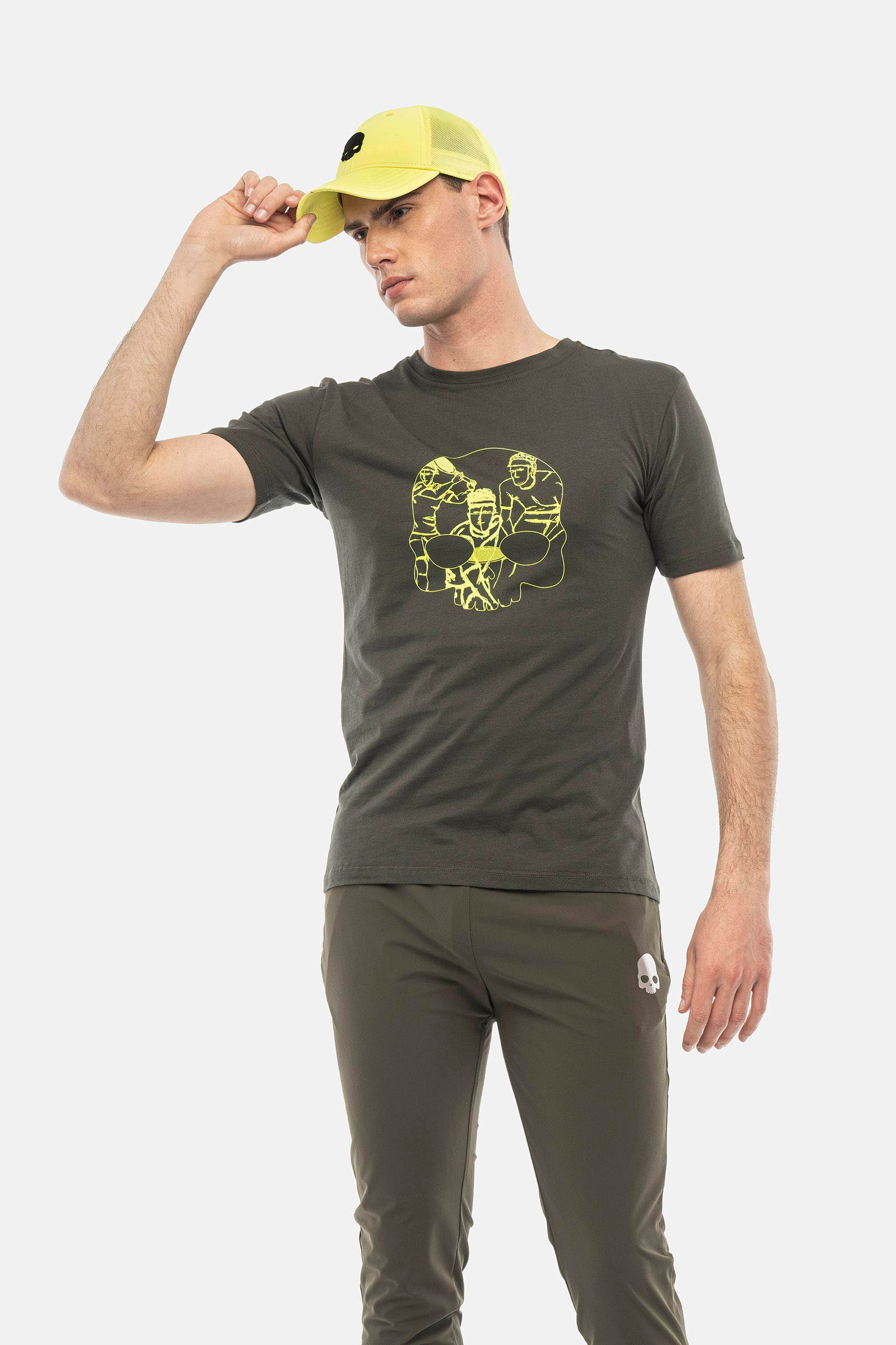SKETCH T-SHIRT - MILITARY GREEN,YELLOW FLUO - Hydrogen - Luxury Sportwear