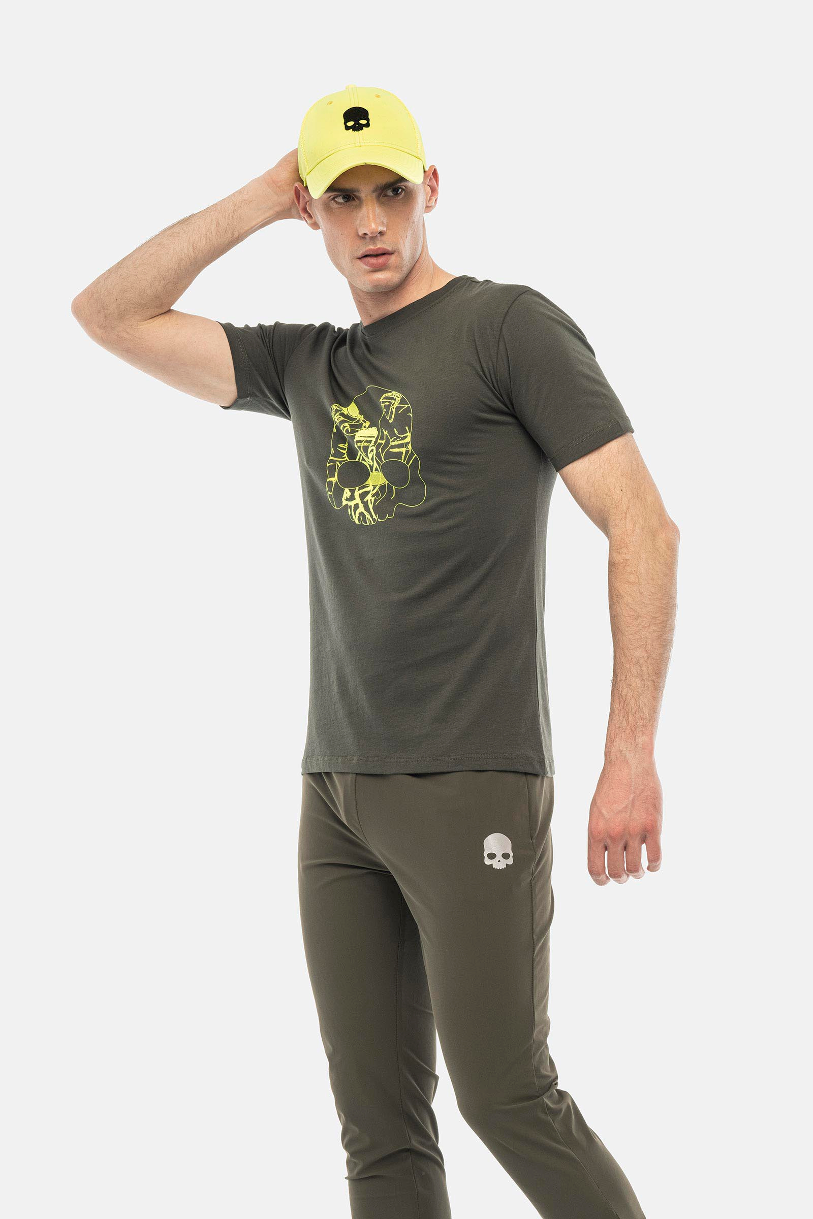 SKETCH T-SHIRT - MILITARY GREEN,YELLOW FLUO - Hydrogen - Luxury Sportwear