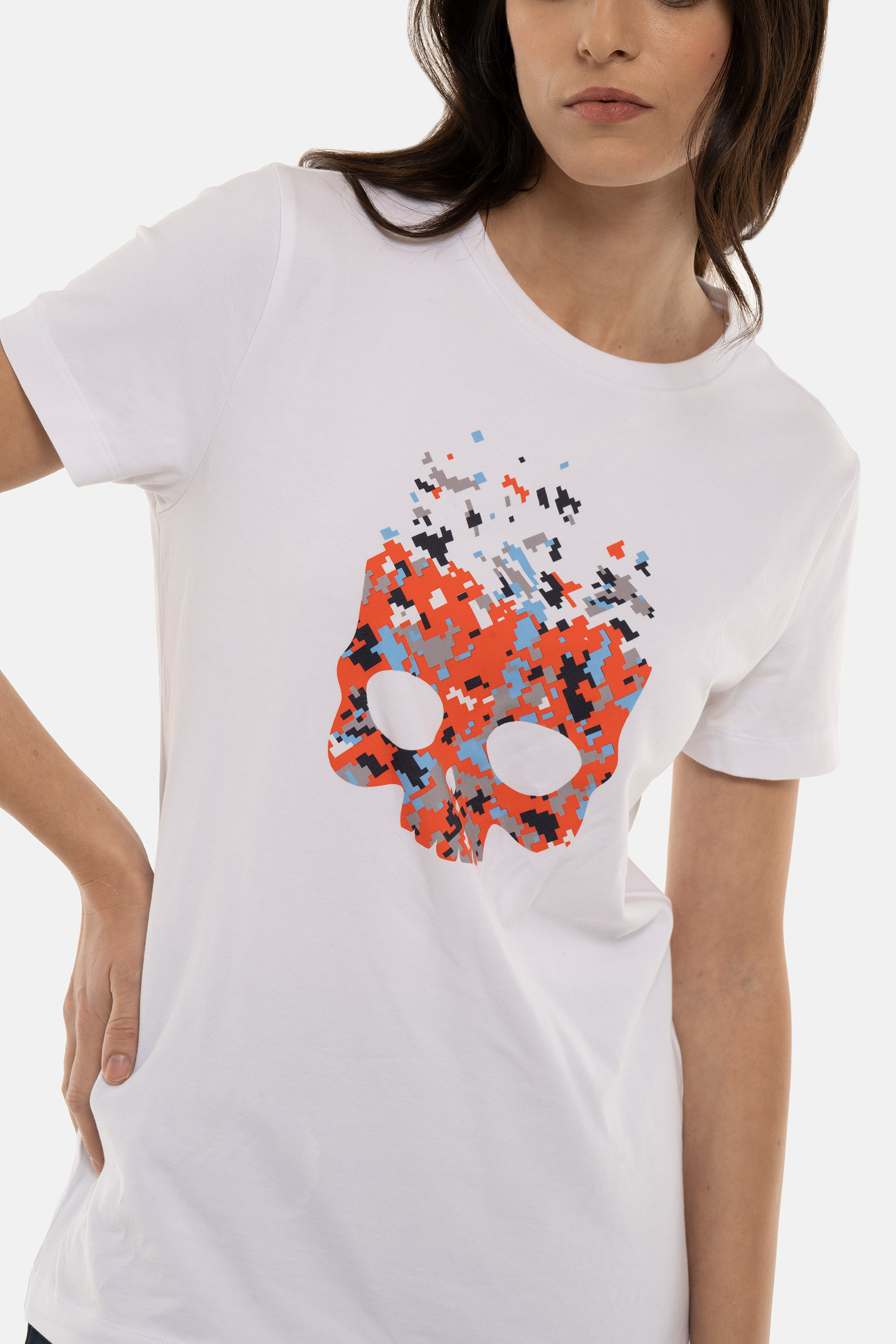 CAMU PIXEL COTTON TEE - WHITE - Hydrogen - Luxury Sportwear