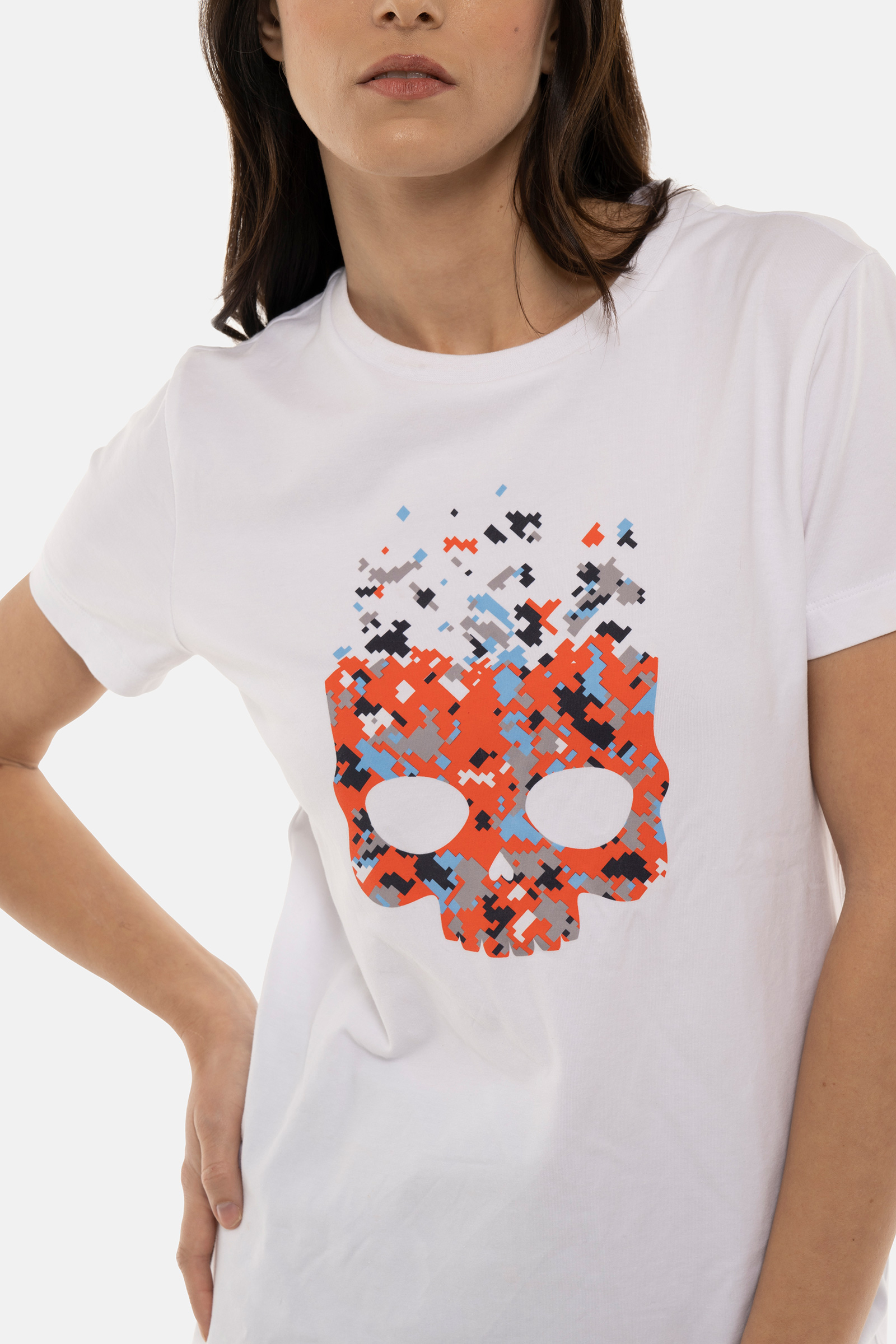 CAMU PIXEL COTTON TEE - WHITE - Hydrogen - Luxury Sportwear