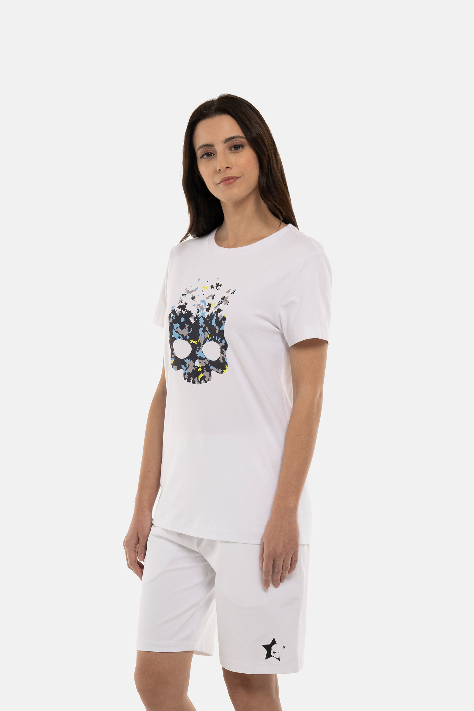 CAMU PIXEL COTTON TEE - WHITE,MULTICOLOR - Hydrogen - Luxury Sportwear