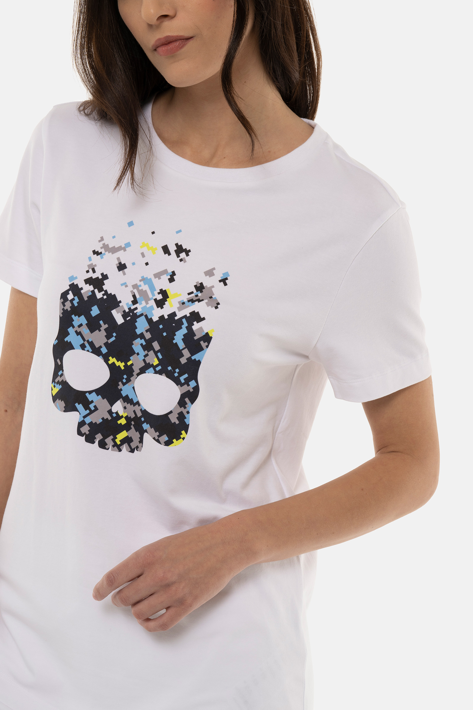 CAMU PIXEL COTTON TEE - WHITE,MULTICOLOR - Hydrogen - Luxury Sportwear