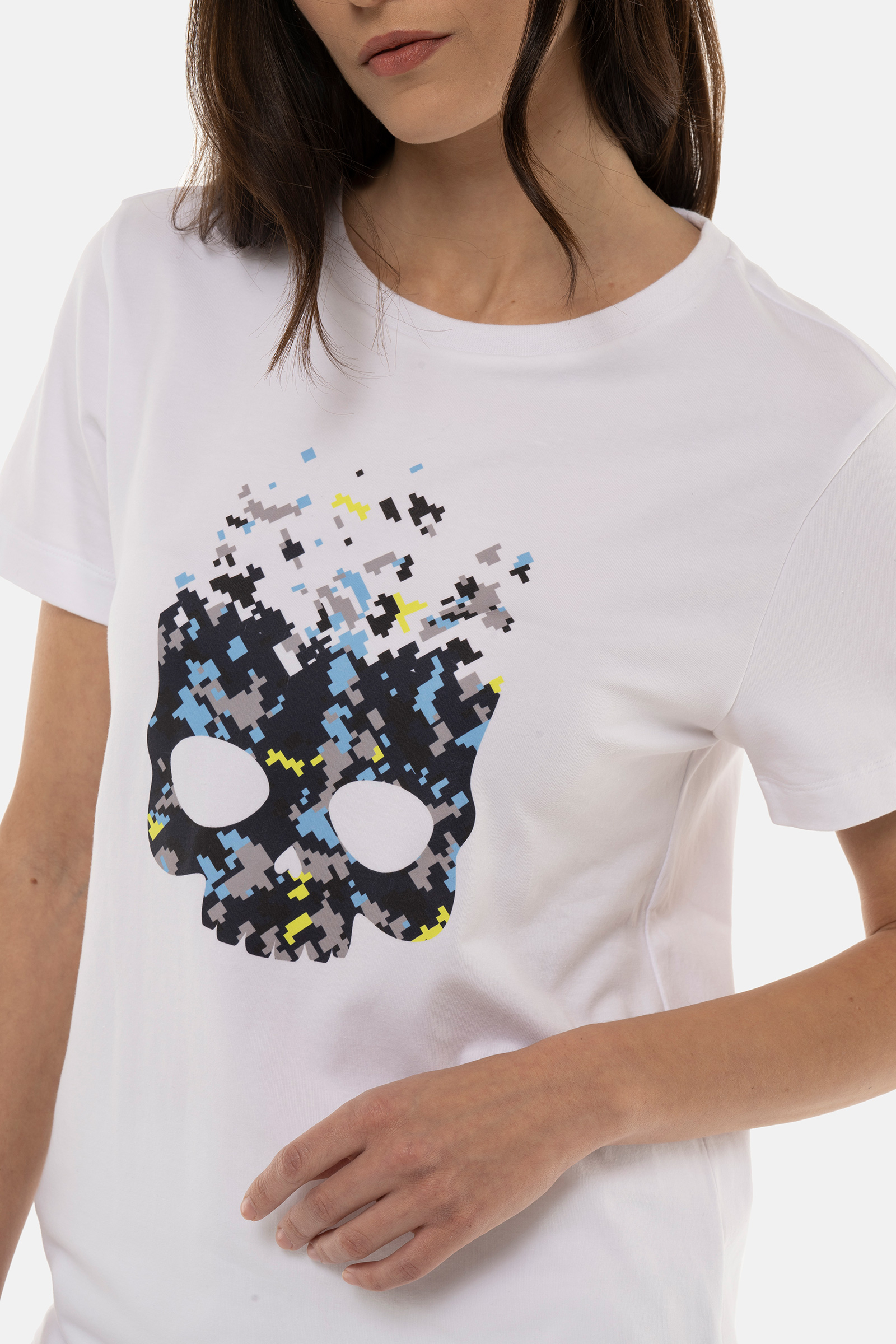CAMU PIXEL COTTON TEE - WHITE,MULTICOLOR - Hydrogen - Luxury Sportwear
