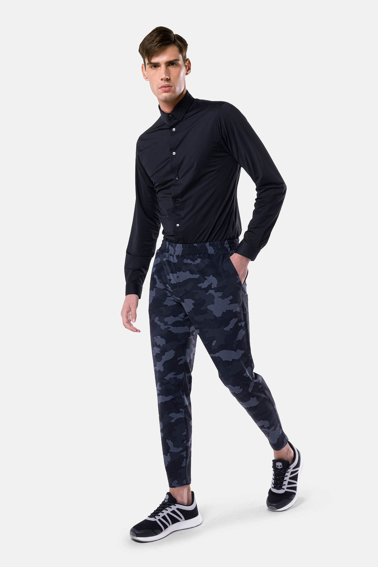 TECH SHIRT - BLACK OXFORD - Hydrogen - Luxury Sportwear