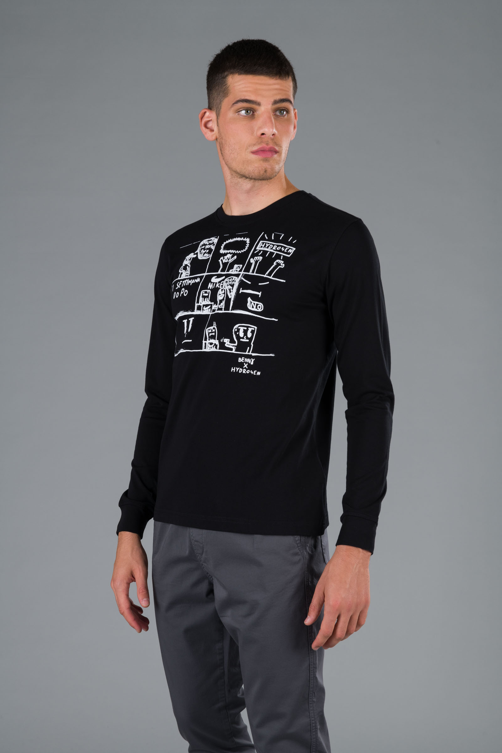 COMICS BENNY TEE LS - BLACK - Hydrogen - Luxury Sportwear