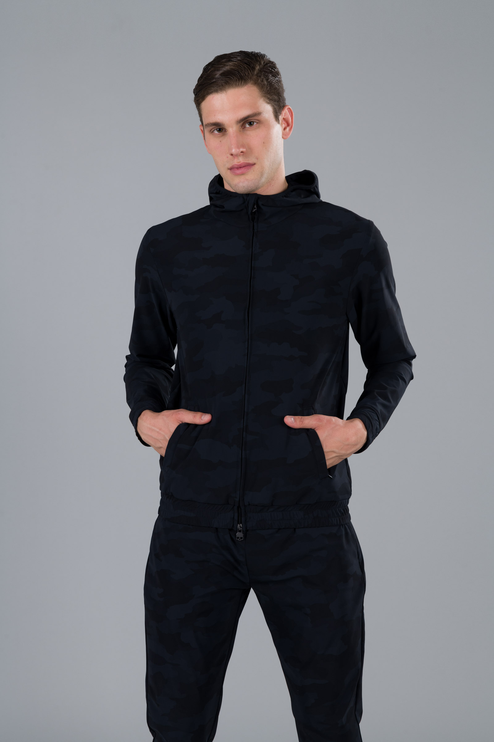 TECH FZ HOODIE - BLACK CAMOUFLAGE - Hydrogen - Luxury Sportwear