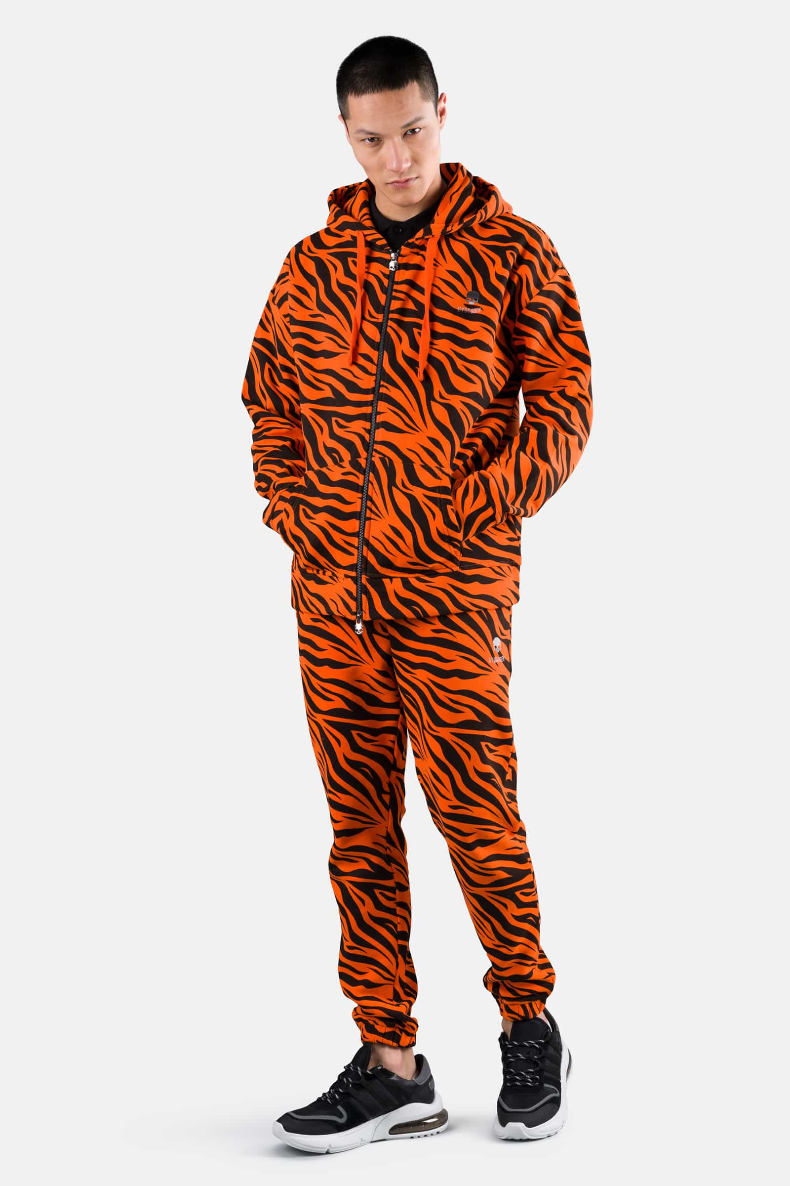 PRINTED FZ HOODIE - ORANGE TIGER - Hydrogen - Luxury Sportwear