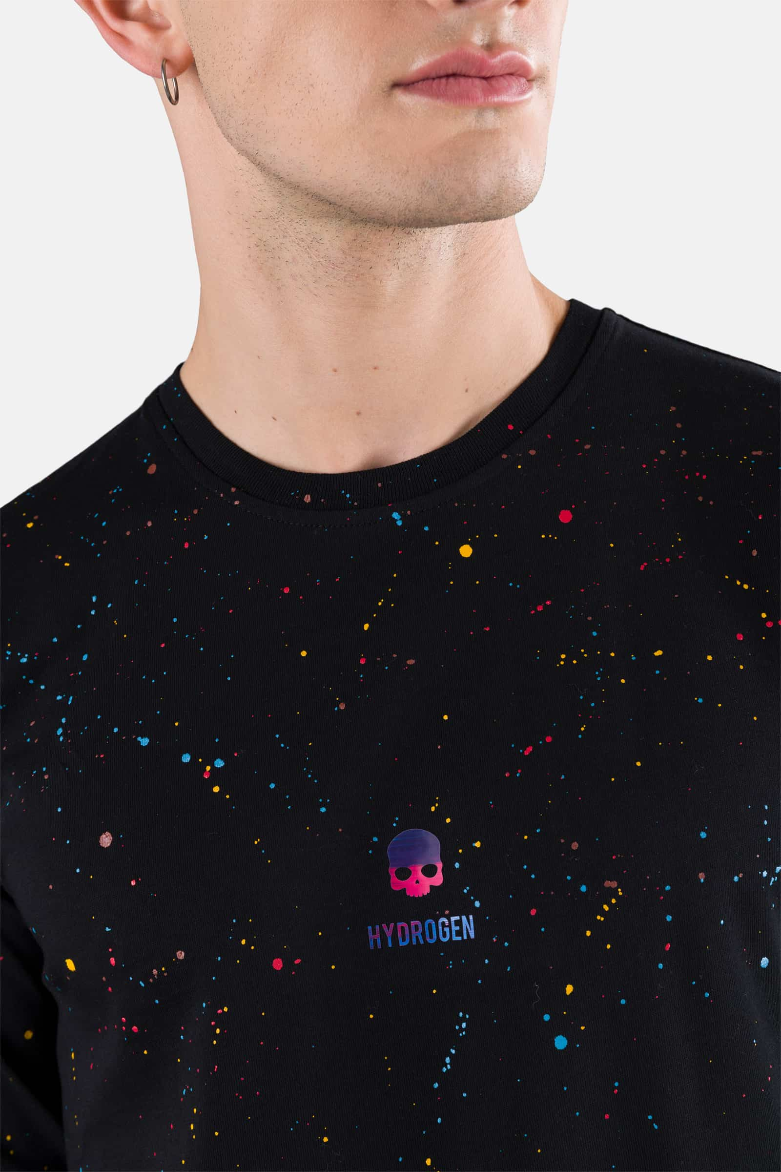 PRINTED SKULL TEE LS - BLACK PAINT - Hydrogen - Luxury Sportwear