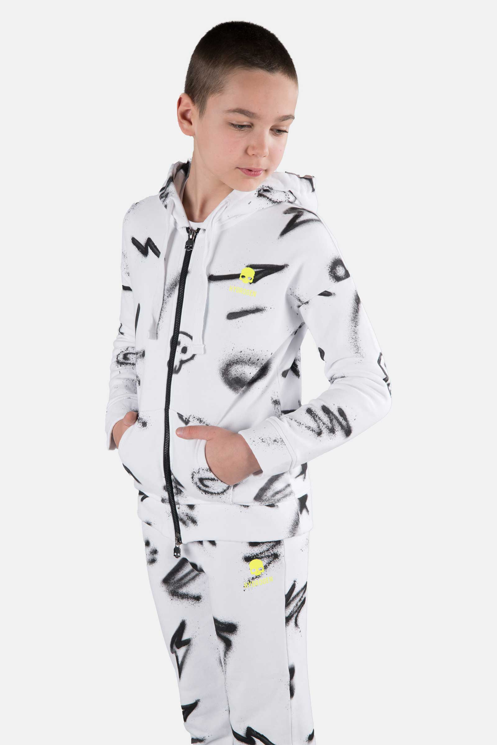 PRINTED FZ HOODIE - SPRAY ART - Hydrogen - Luxury Sportwear