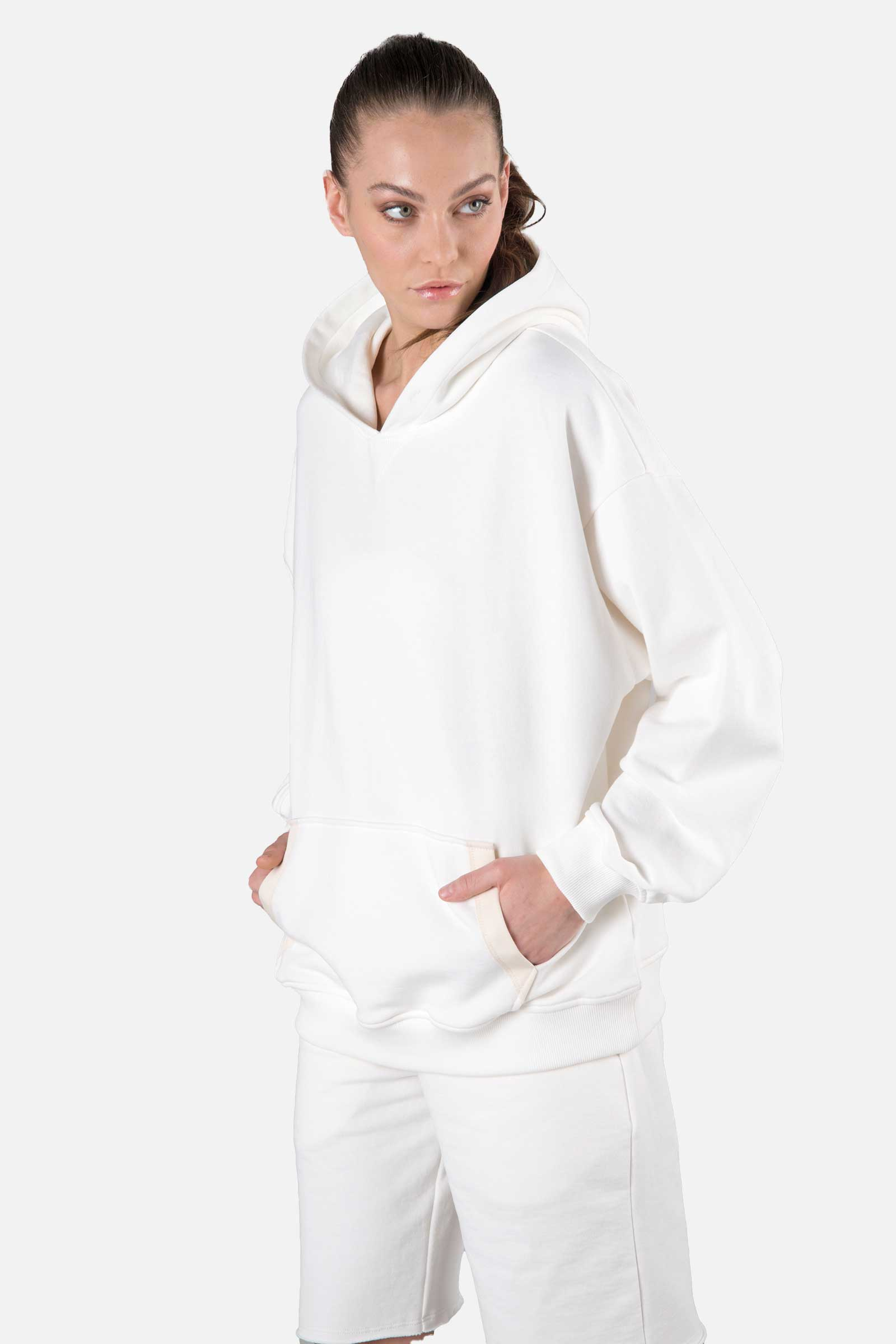 FELPA CON CAPPUCCIO - WHITE - Abbigliamento sportivo | Hydrogen