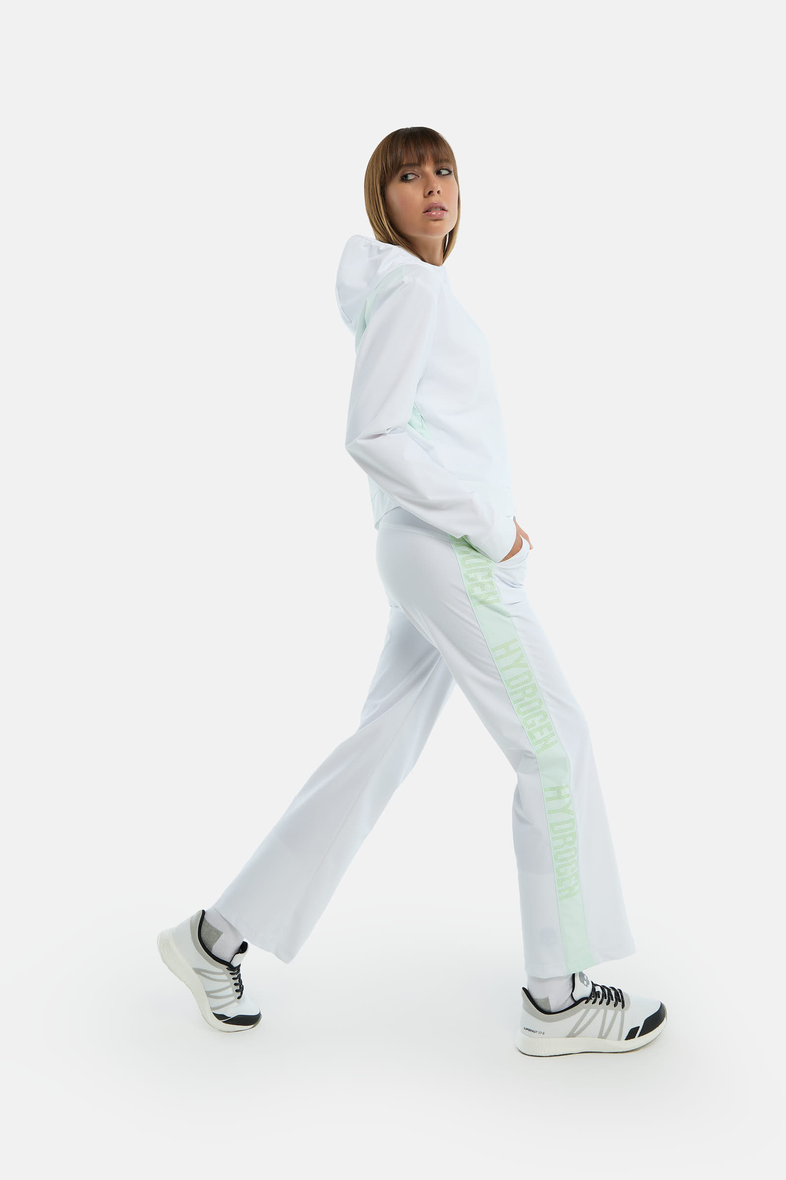 FELPA TECNICA CON ZIP - WHITE,GREEN - Abbigliamento sportivo | Hydrogen