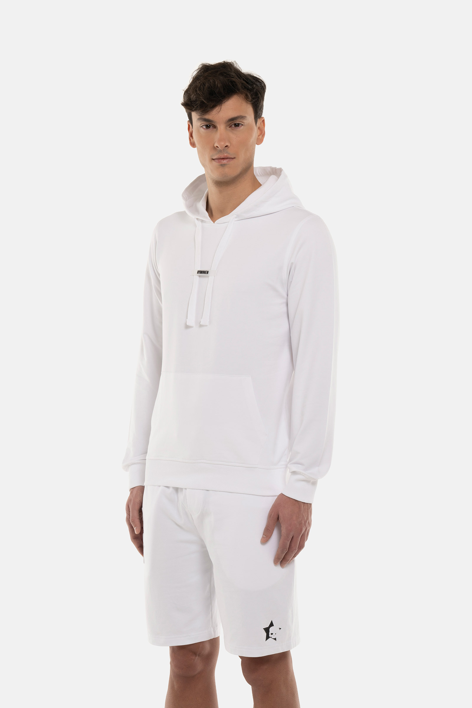 FELPA STARS CON CAPPUCCIO - WHITE - Abbigliamento sportivo | Hydrogen