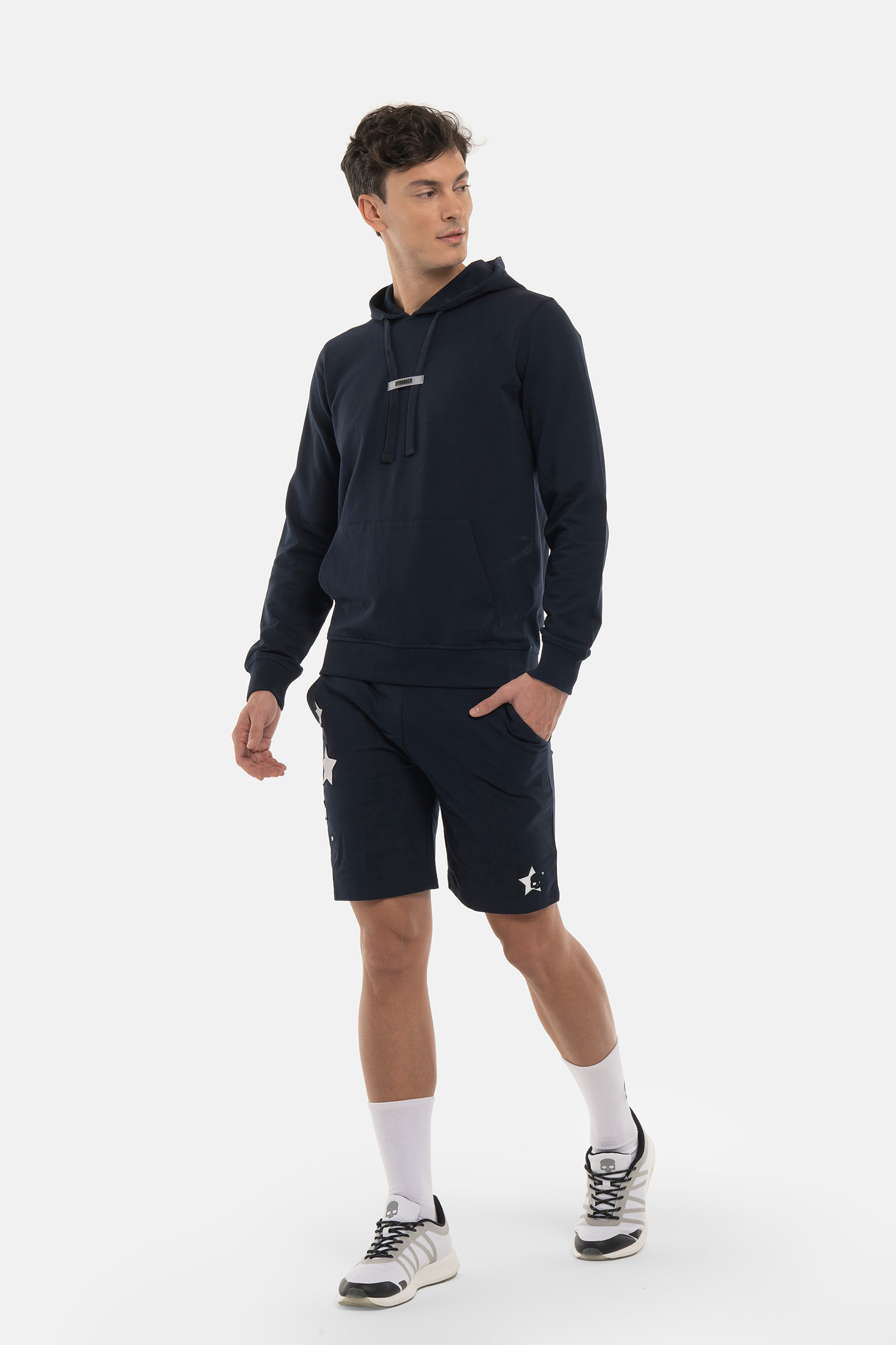 FELPA STARS CON CAPPUCCIO - BLUE - Abbigliamento sportivo | Hydrogen