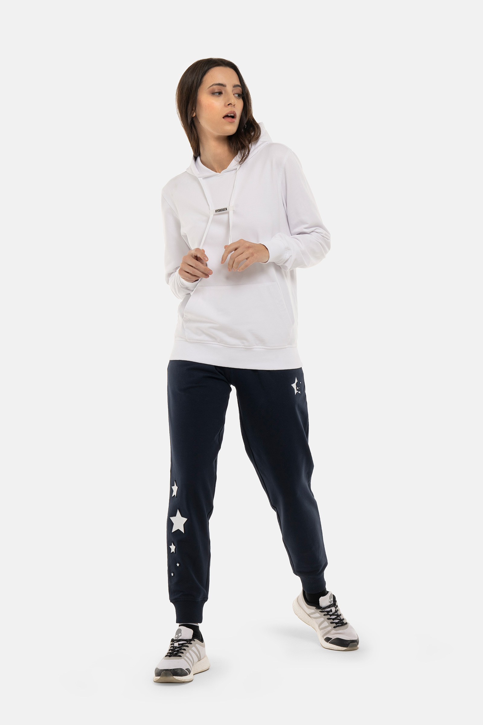 FELPA STARS CON CAPPUCCIO - WHITE - Abbigliamento sportivo | Hydrogen