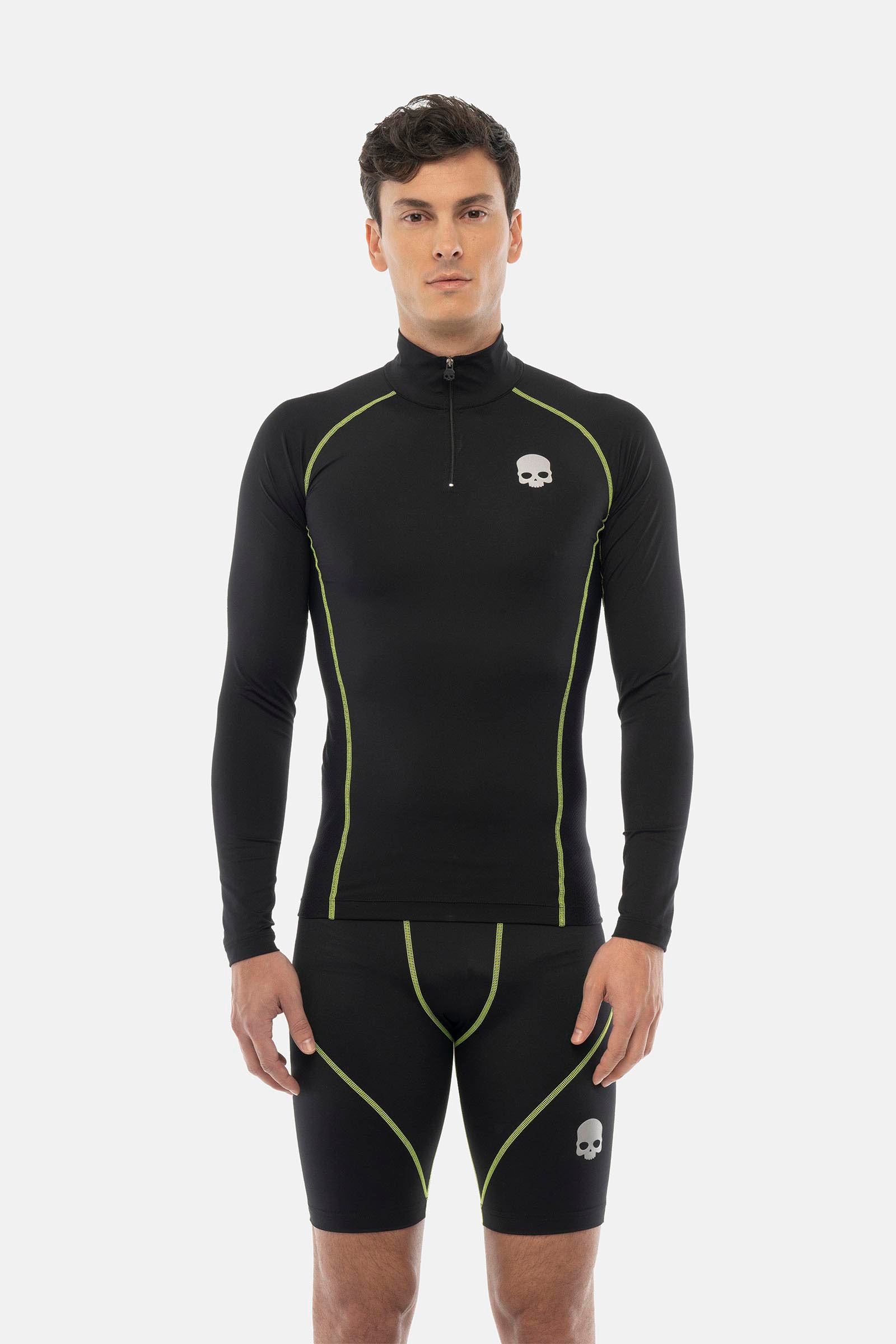 ESSENTIAL ZIPPED SECOND SKIN LS - BLACK,YELLOW - Hydrogen - Luxury Sportwear