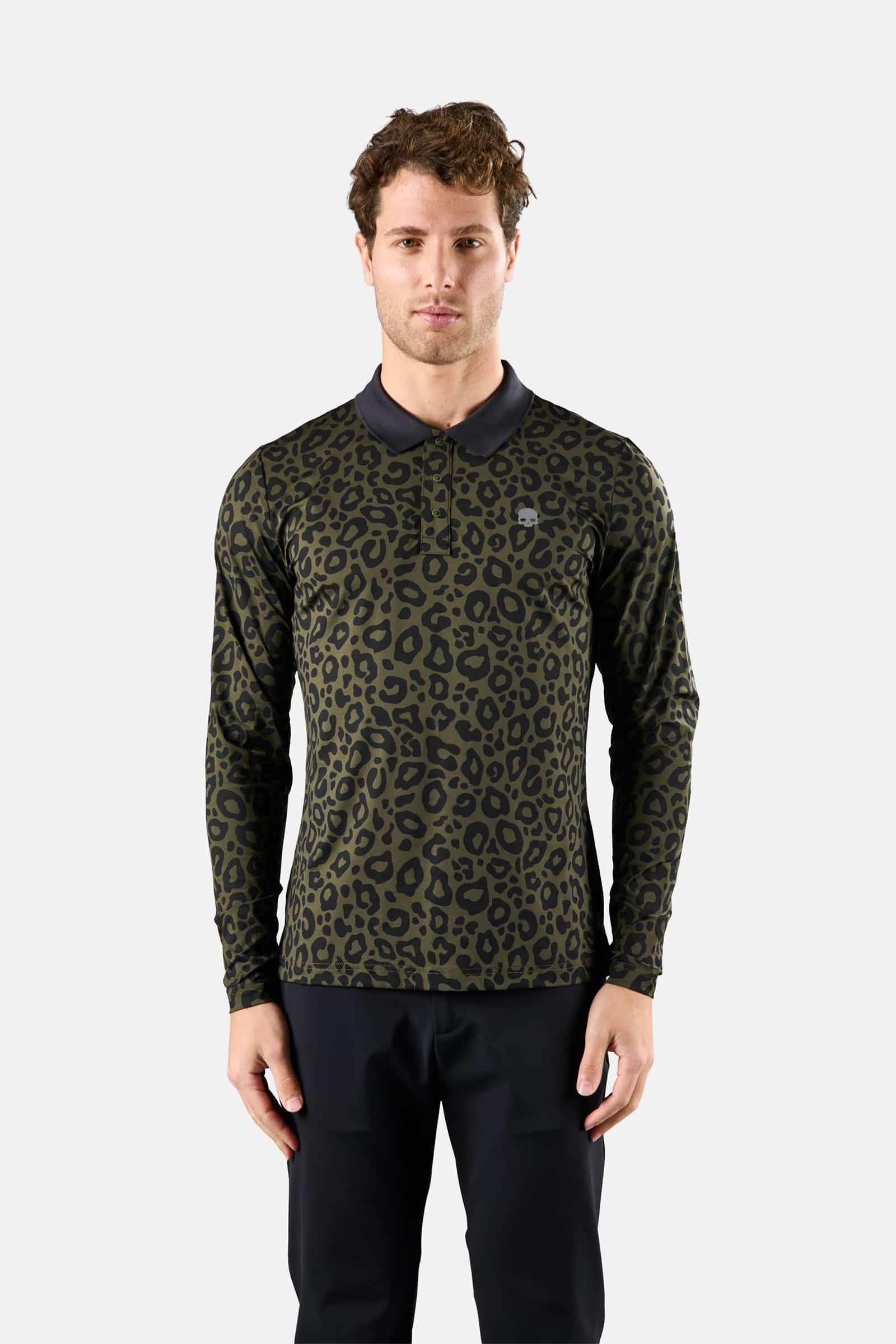 PRINTED POLO LS - MILITARY GREEN,PANTHER - Hydrogen - Luxury Sportwear