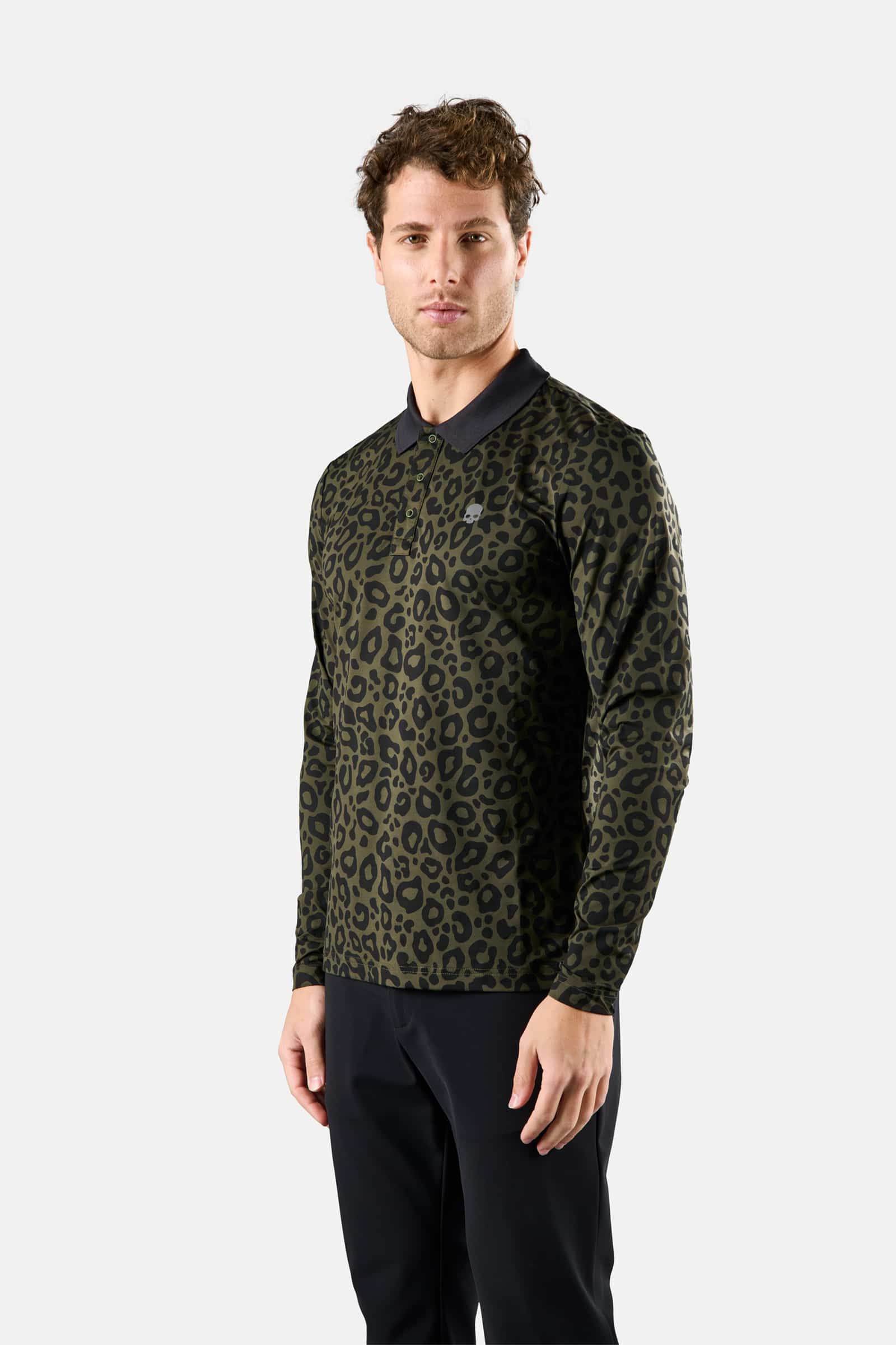 PRINTED POLO LS - MILITARY GREEN,PANTHER - Hydrogen - Luxury Sportwear