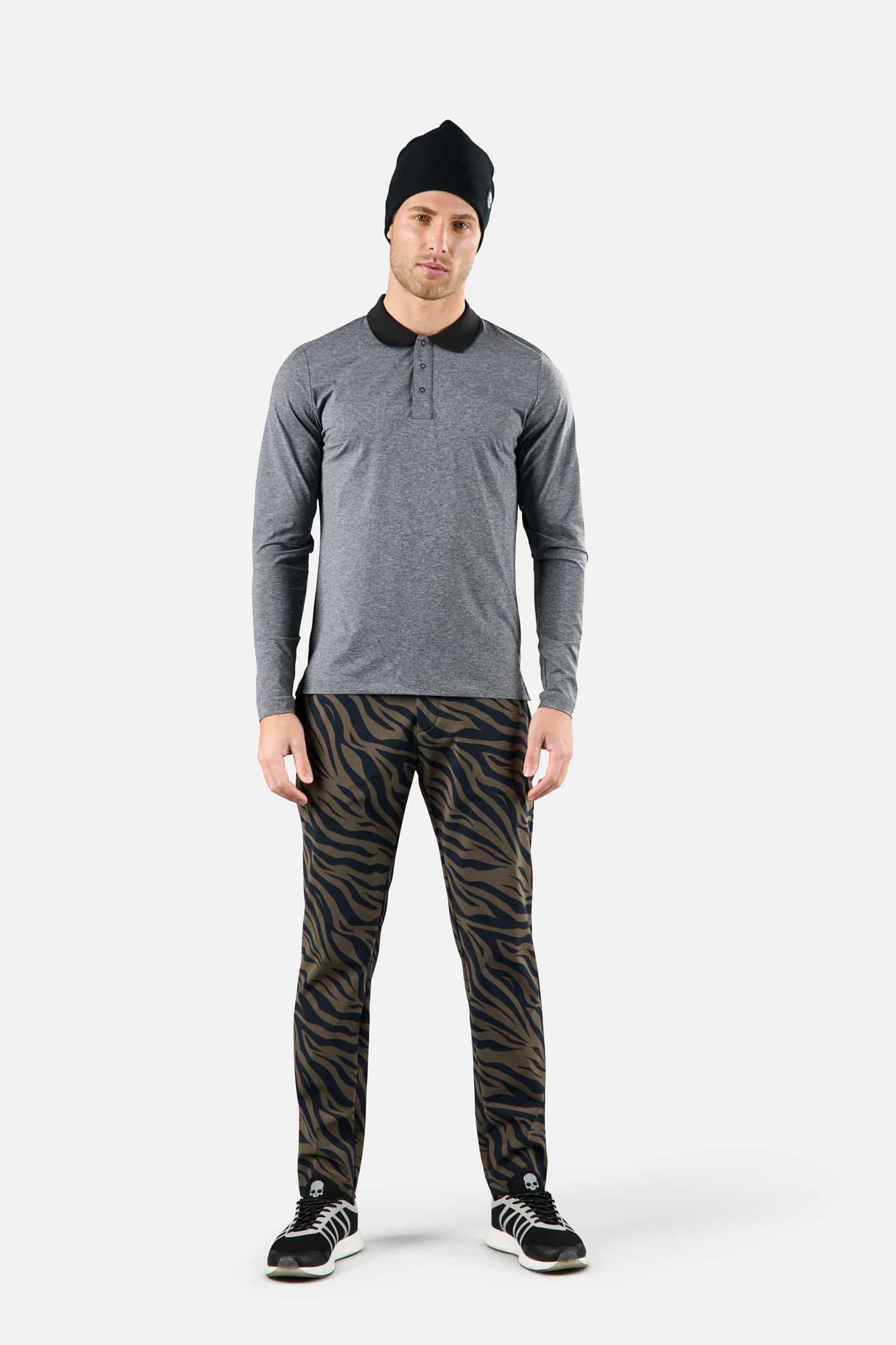 POLO LS - GREY MELANGE - Hydrogen - Luxury Sportwear
