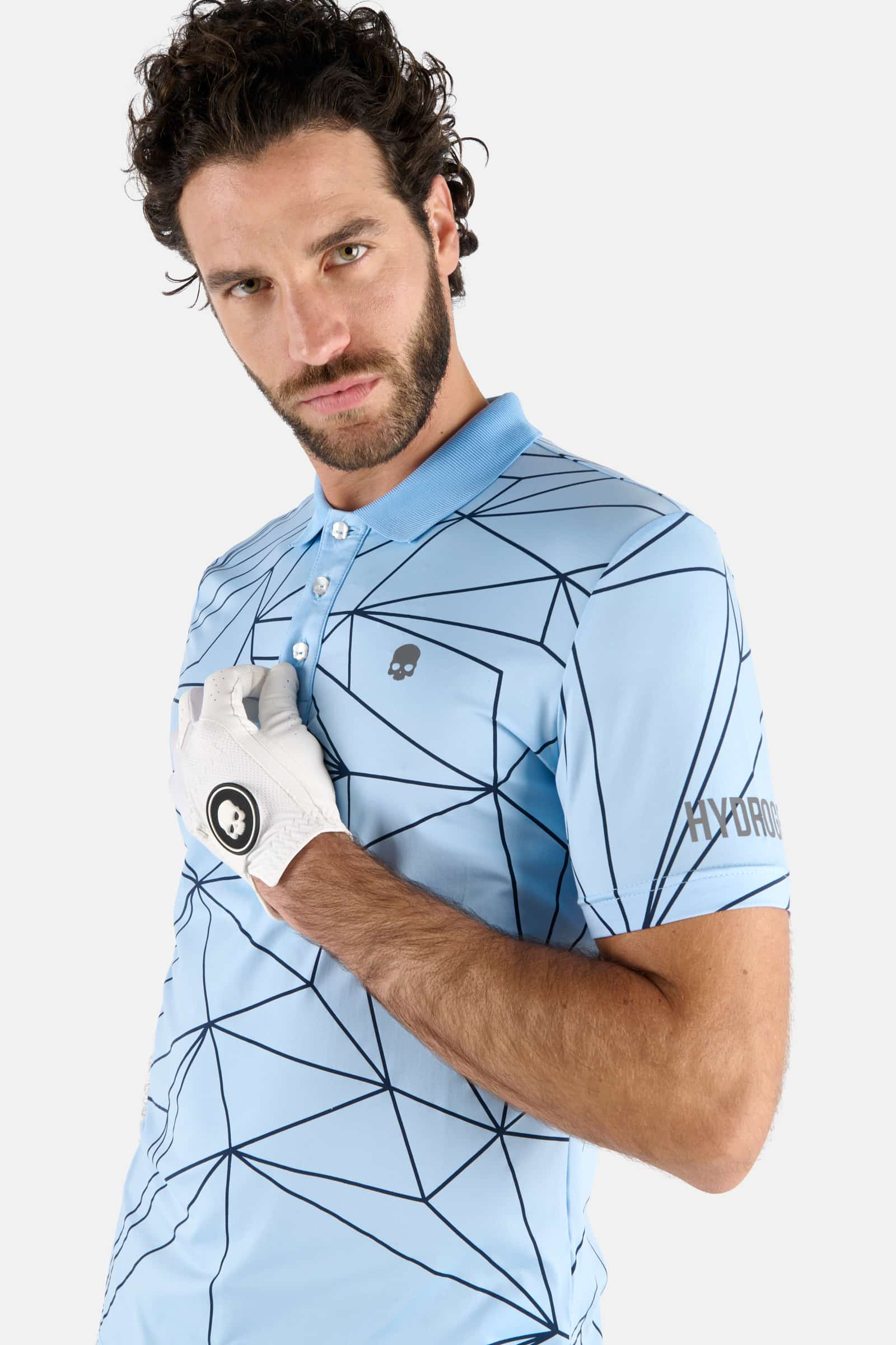 POLO FIT COMFORT CON STAMPA GEOMETRICA - LIGHT BLUE - Abbigliamento sportivo | Hydrogen
