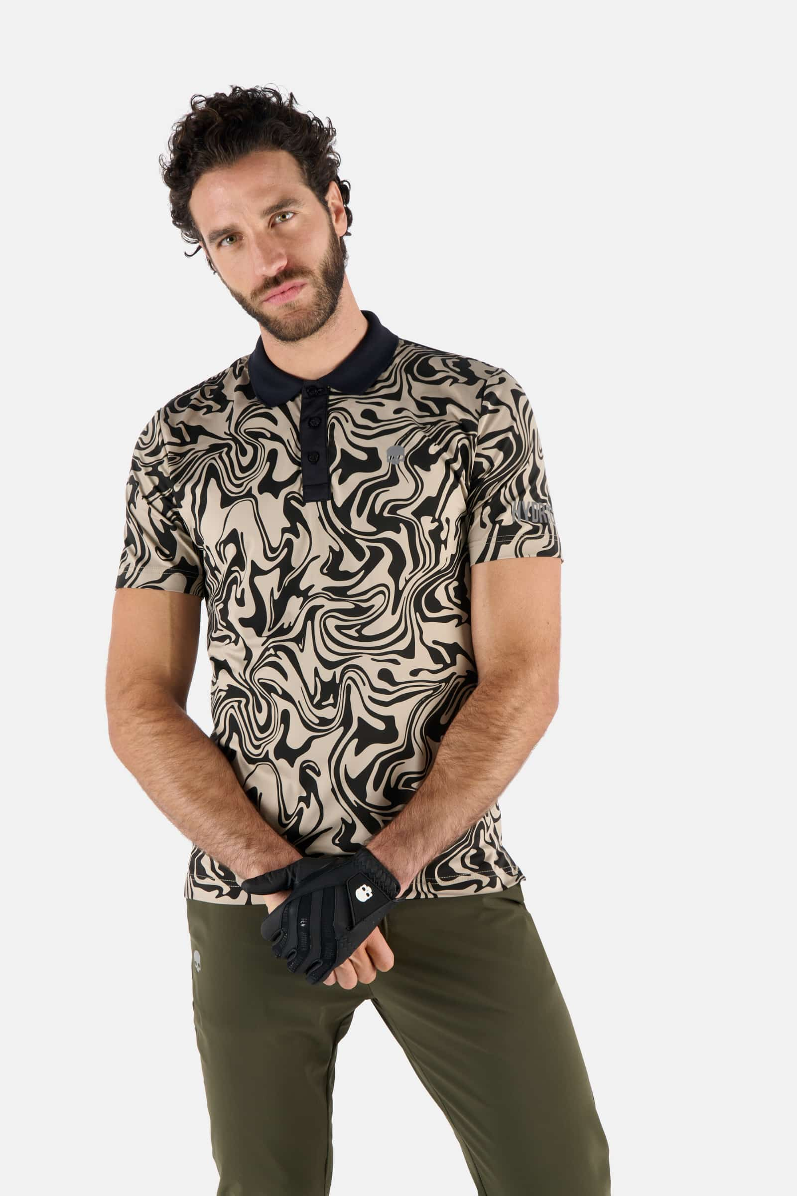 POLO CON STAMPA CHROME - BEIGE,BLACK - Abbigliamento sportivo | Hydrogen