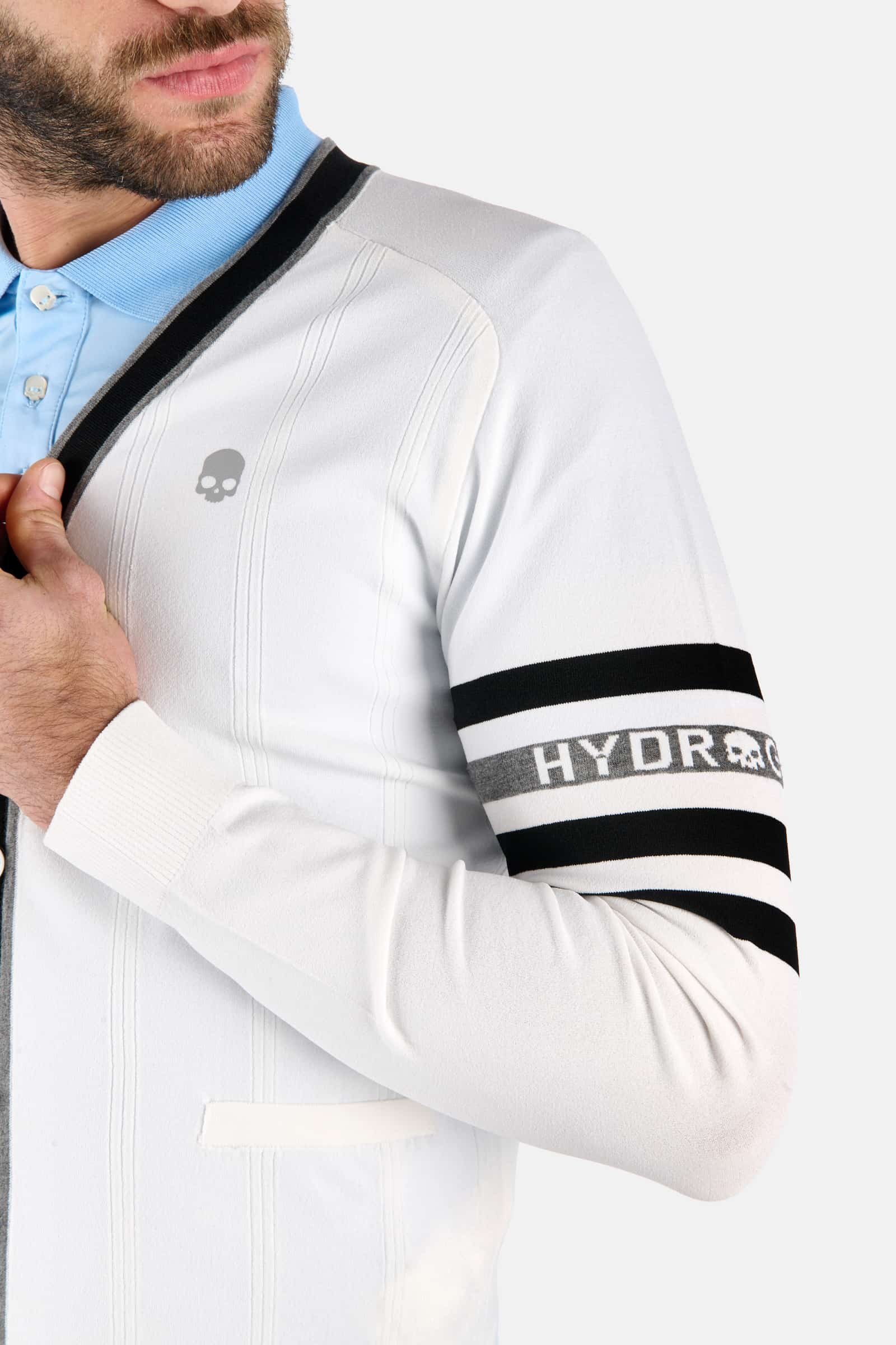 MAGLIONE CARDIGAN CON BOTTONI - WHITE,BLACK - Abbigliamento sportivo | Hydrogen