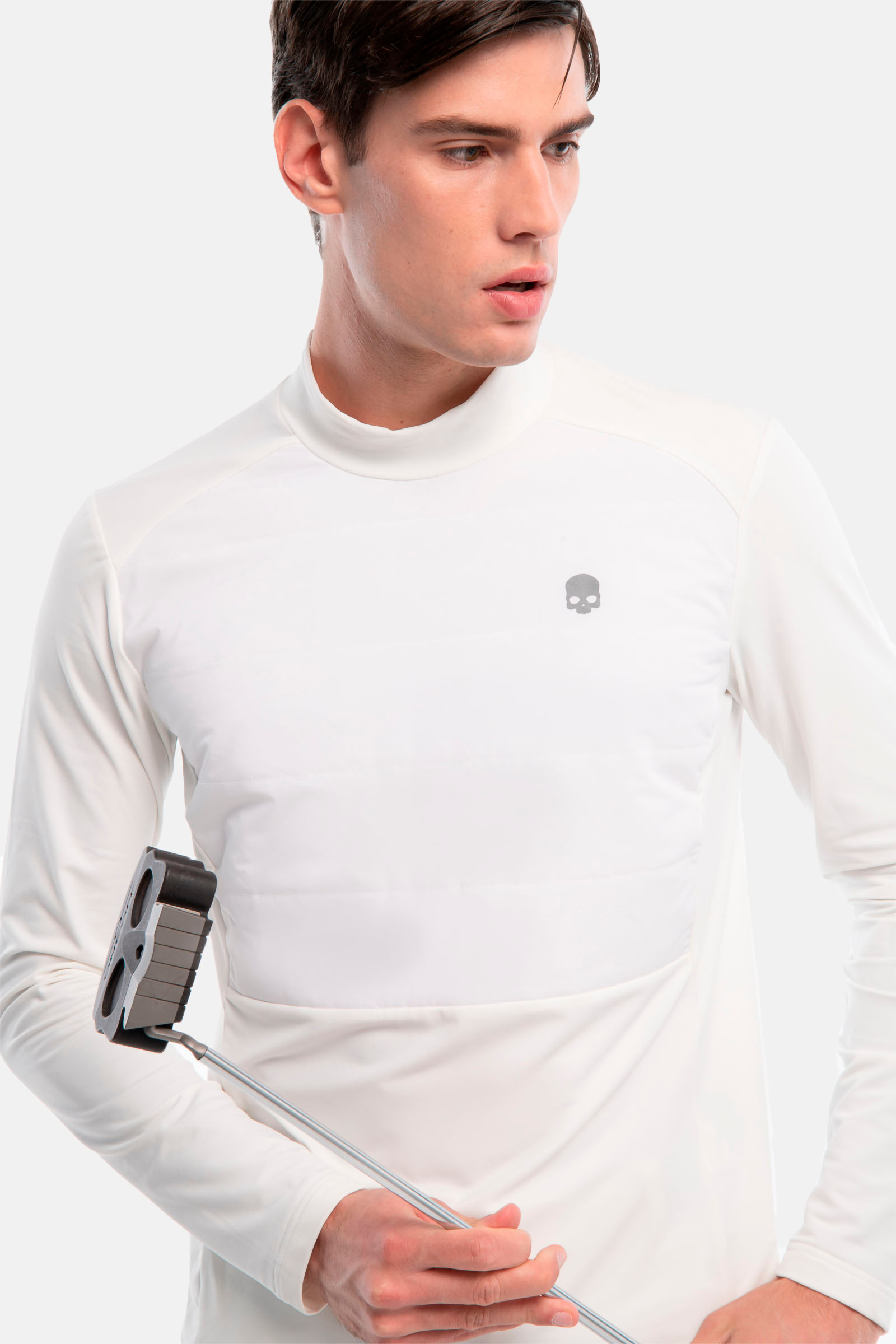 TECH SKULL ROLL NECK LS - WHITE - Hydrogen - Luxury Sportwear