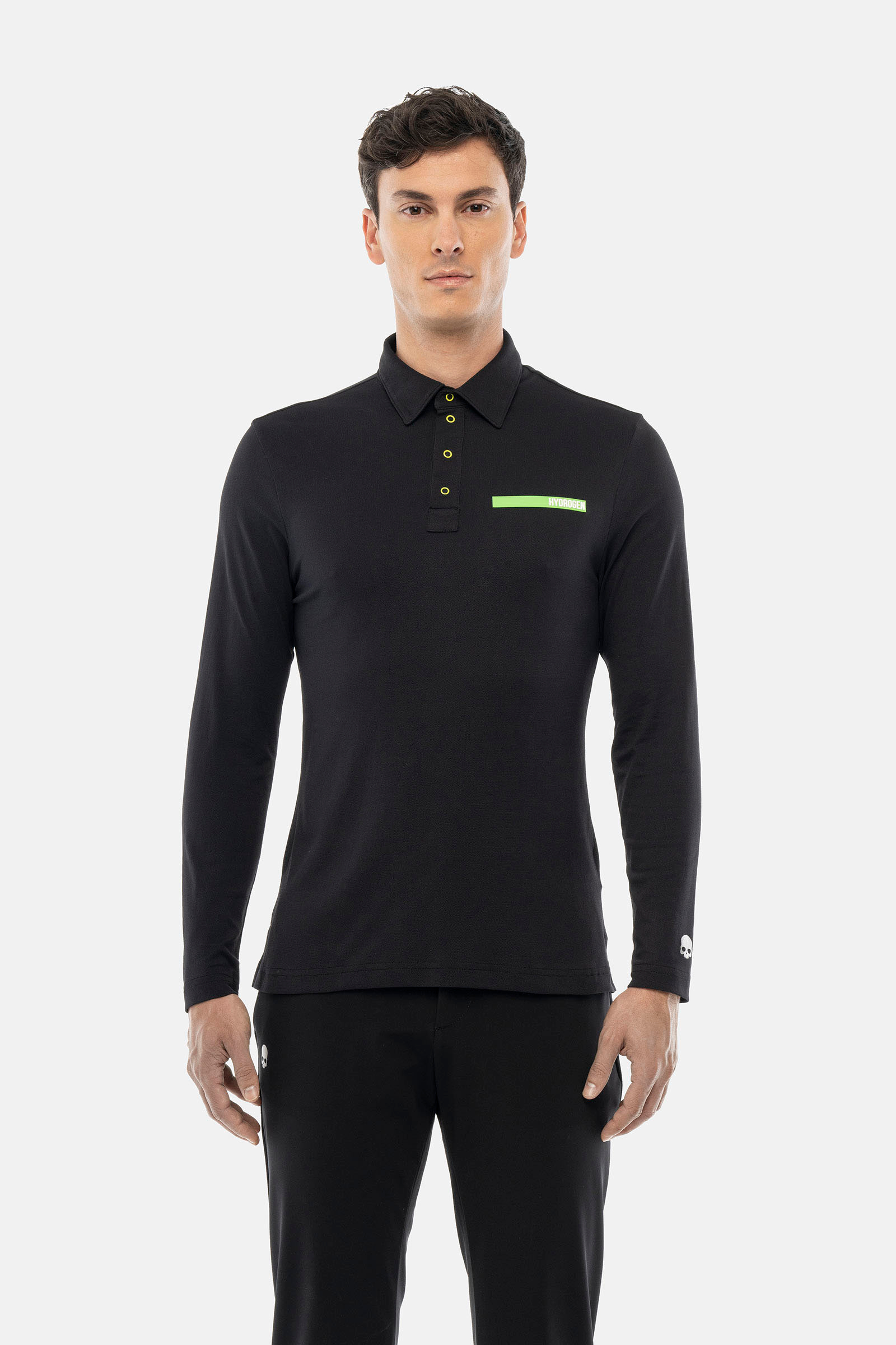 RUBBER LOGO TECH POLO LS - Apparel - Hydrogen - Luxury Sportwear