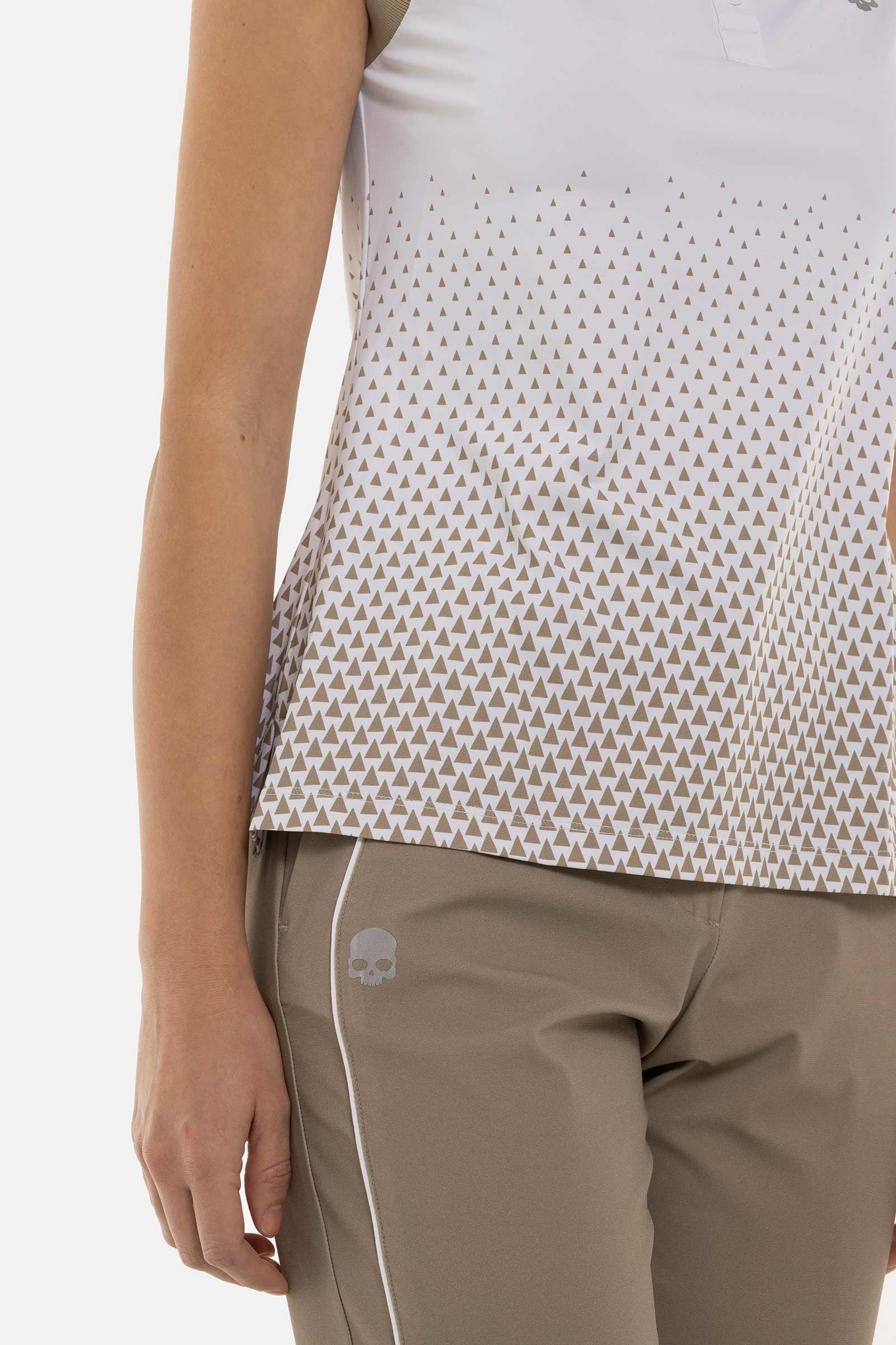 GEOMETRIC DEGRADE’ TECH SLEVELESS POLO - WHITE,BEIGE - Hydrogen - Luxury Sportwear